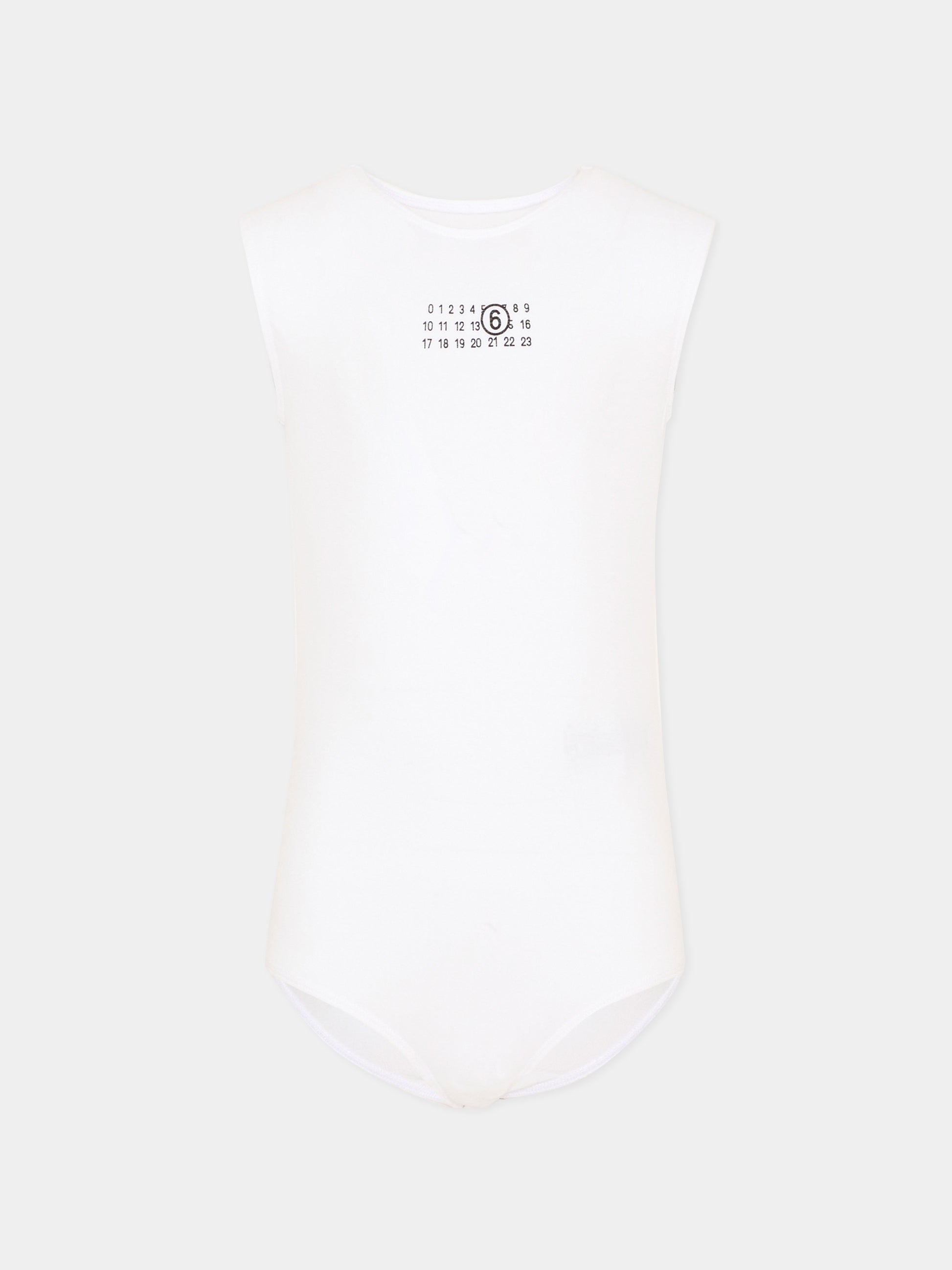 Body bianco per bambina con logo numerico,Mm6 Maison Margiela,M60809 MM05M M6100