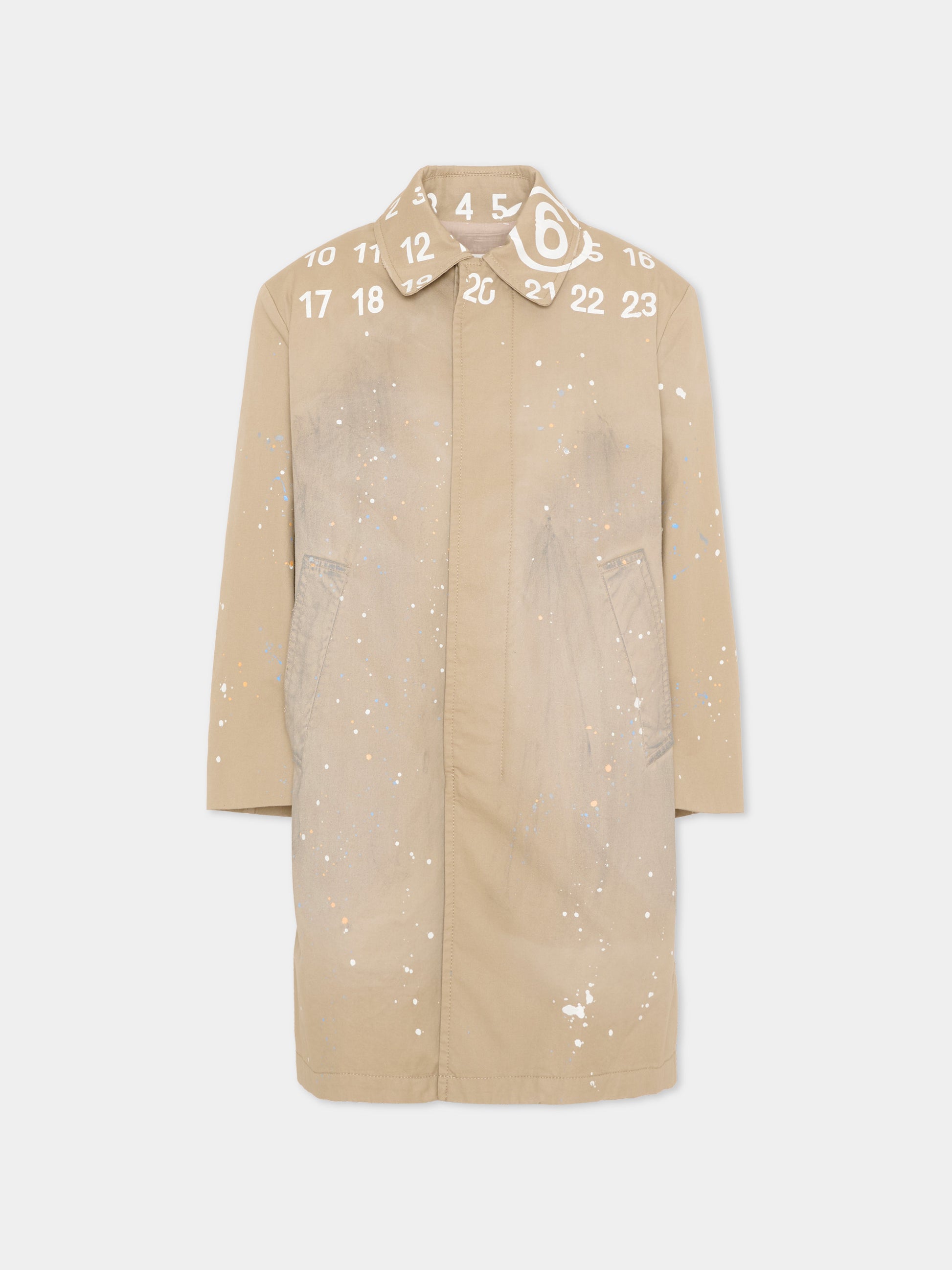 Trench beige per bambini con logo numerico,Mm6 Maison Margiela,M60928 MM07B M6709