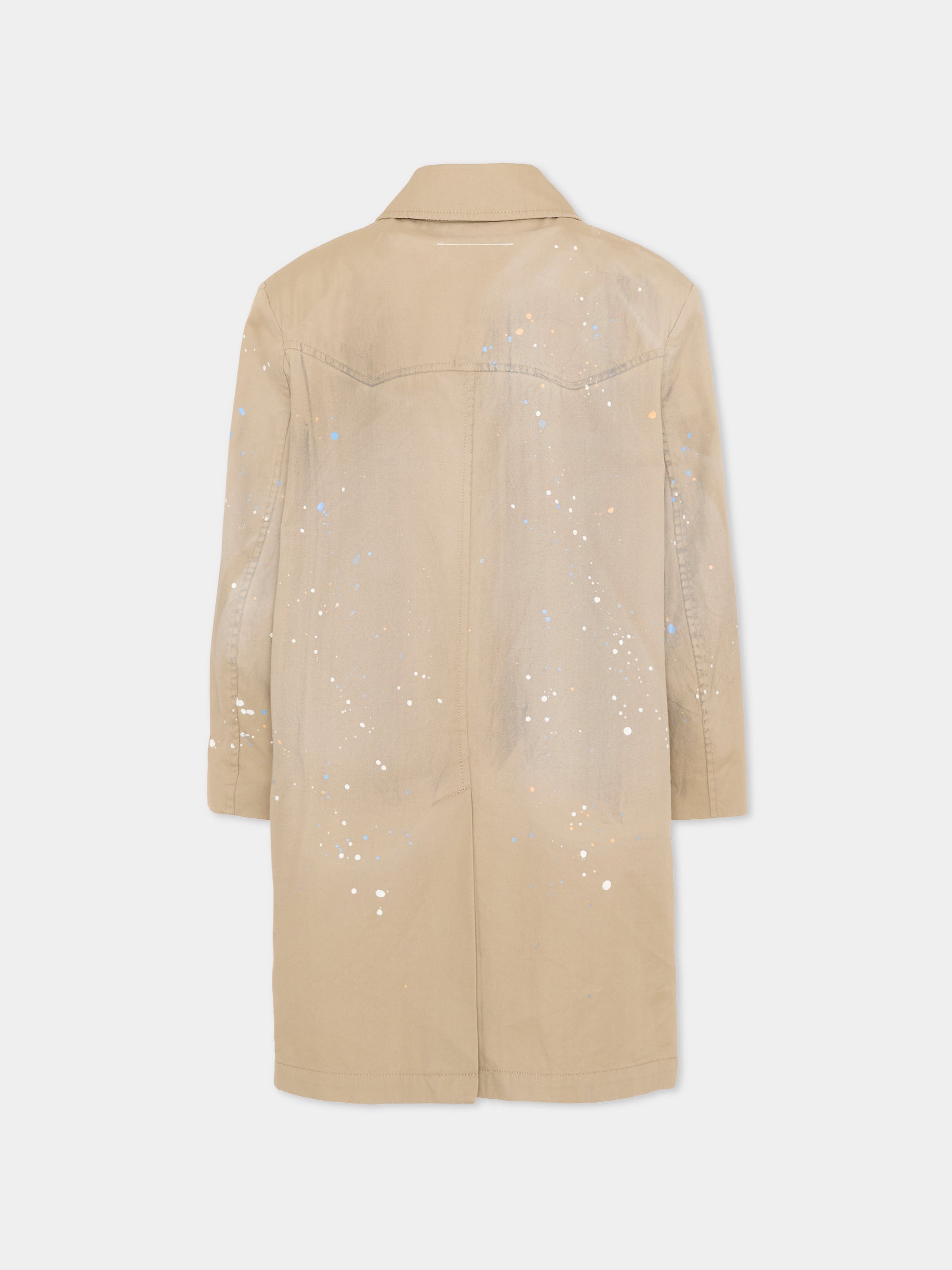 Trench beige per bambini con logo numerico,Mm6 Maison Margiela,M60928 MM07B M6709