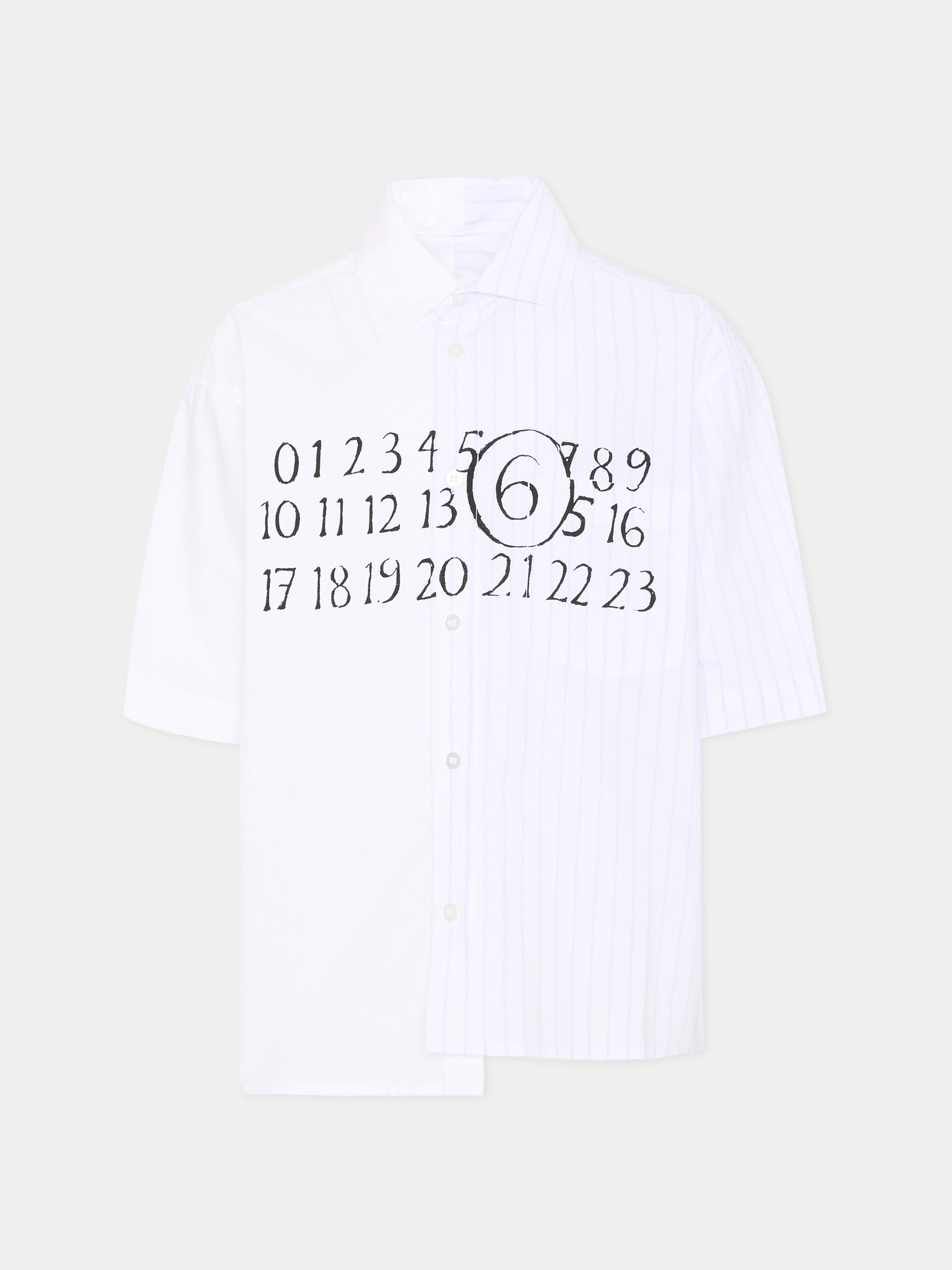 Camicia bianca per bambino con logo numerico,Mm6 Maison Margiela,M60947 MM07H M6C44