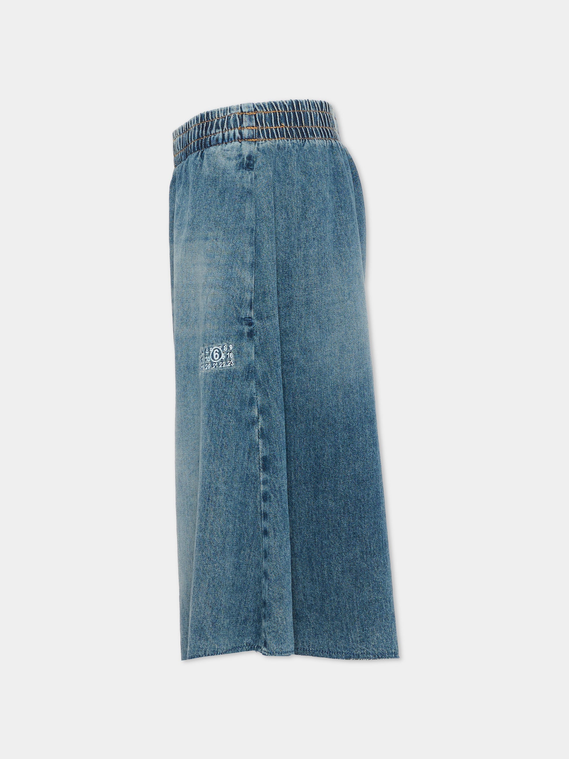 Shorts denim per bambini con logo,Mm6 Maison Margiela,M60961 MM07A M601