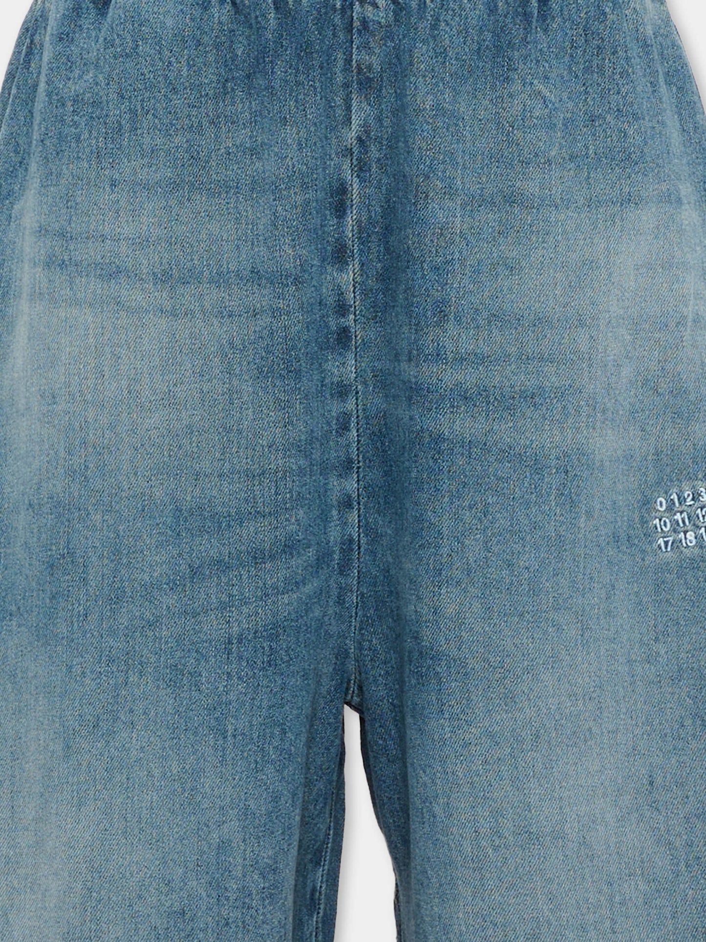 Shorts denim per bambini con logo,Mm6 Maison Margiela,M60961 MM07A M601