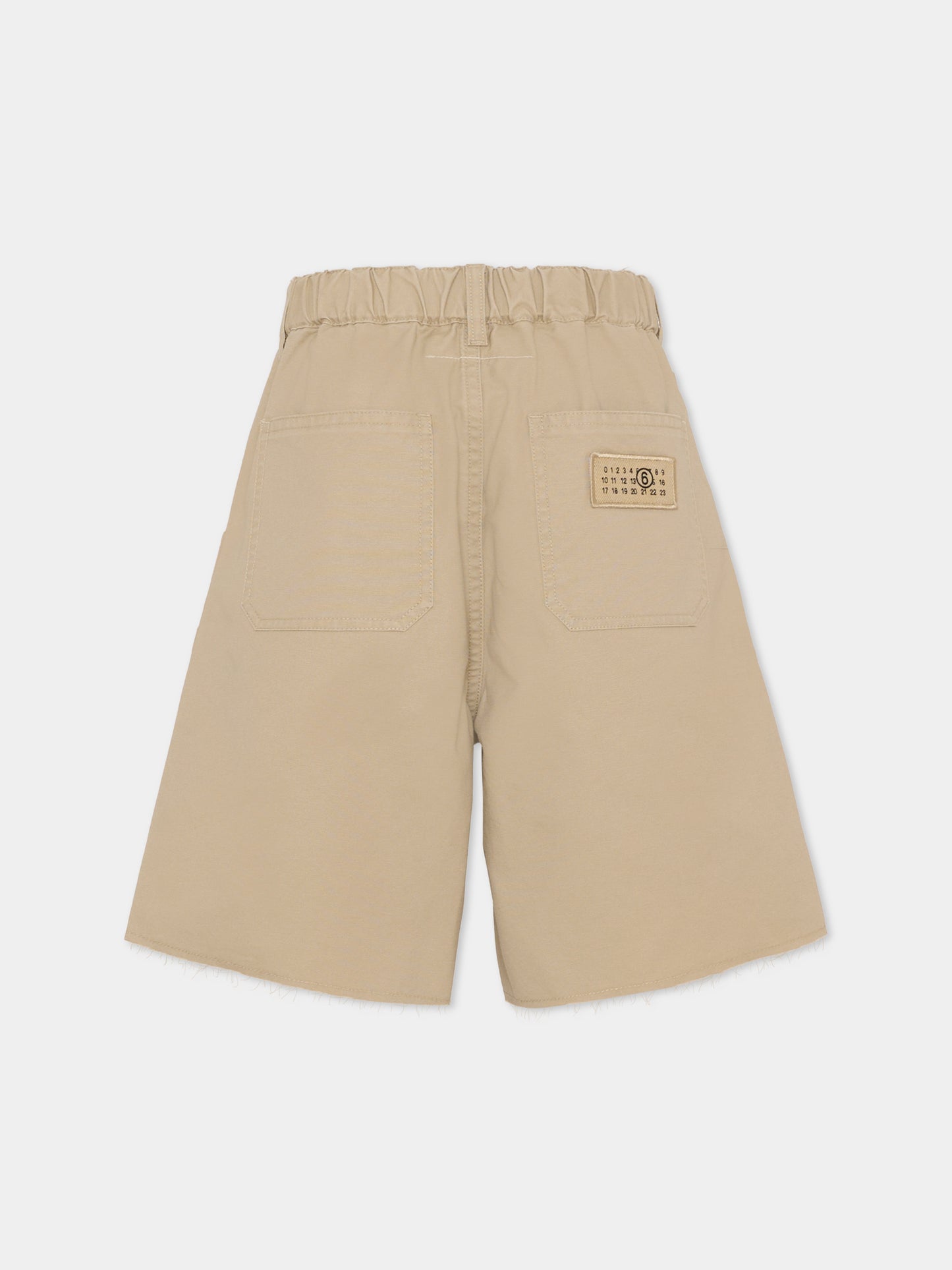 Shorts beige per bambini con logo,Mm6 Maison Margiela,M60966 MM07D M6709
