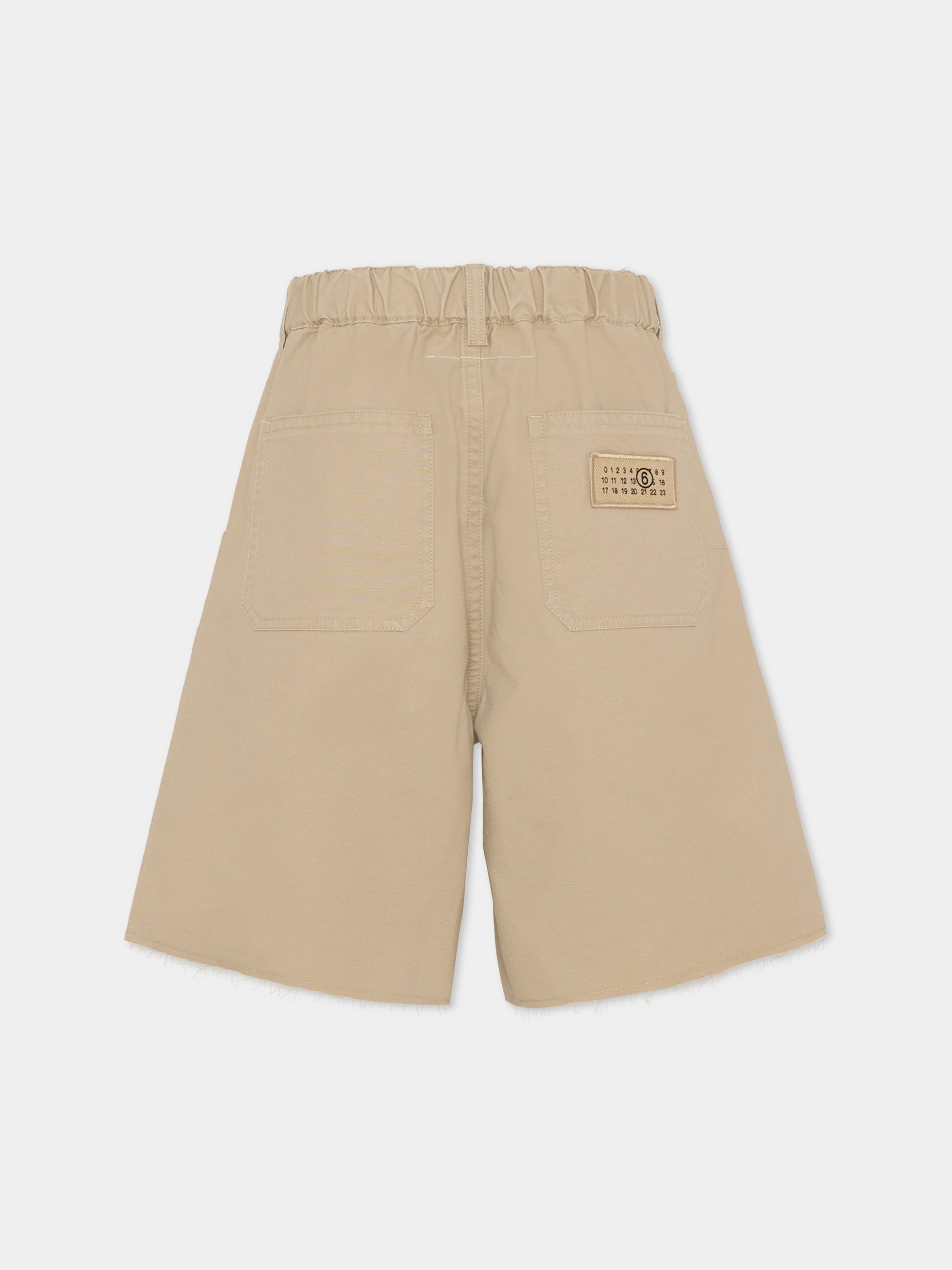 Shorts beige per bambini con logo,Mm6 Maison Margiela,M60966 MM07D M6709