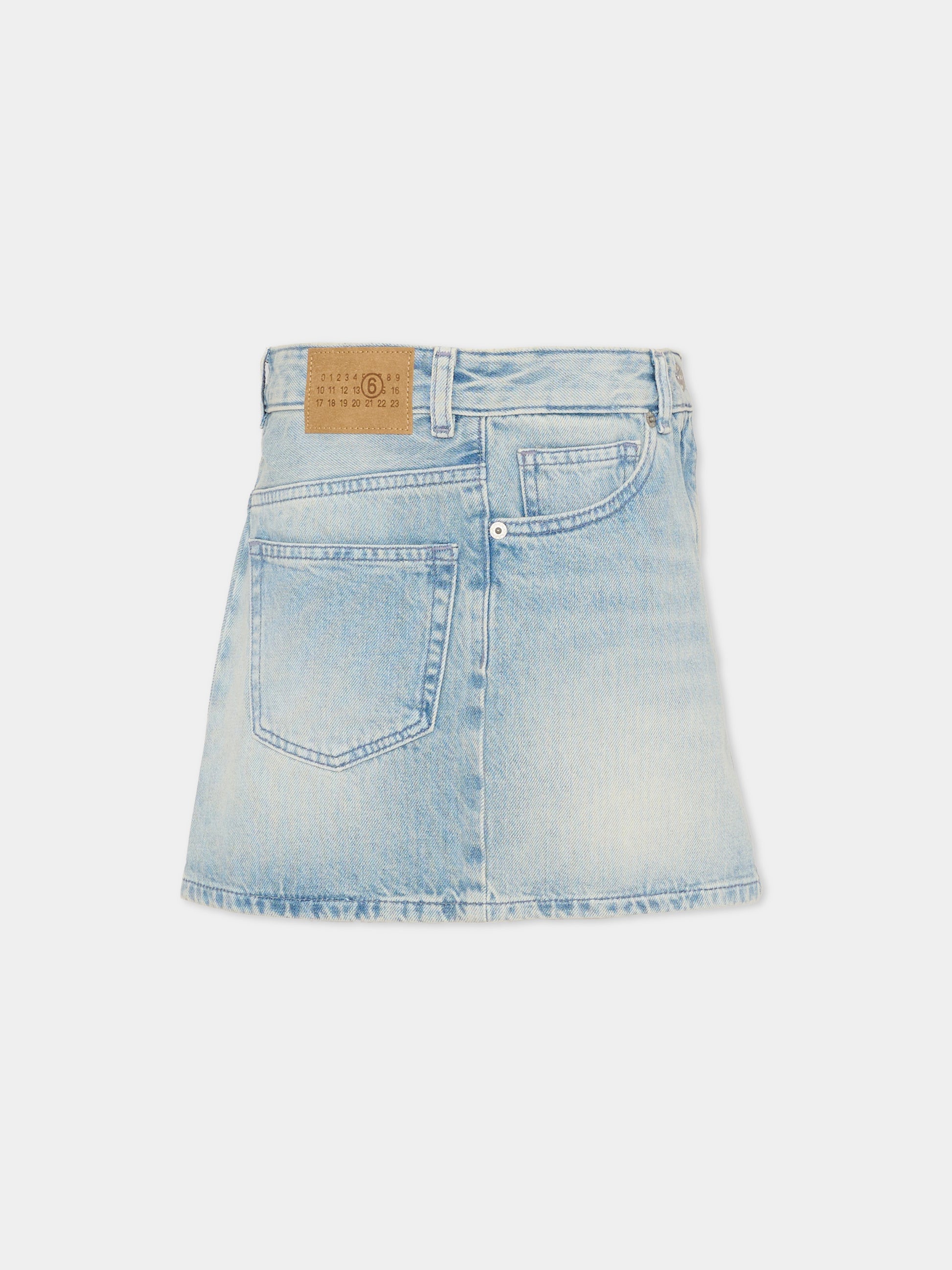 Gonna denim per bambina con logo,Mm6 Maison Margiela,M60975 MM06Y M601