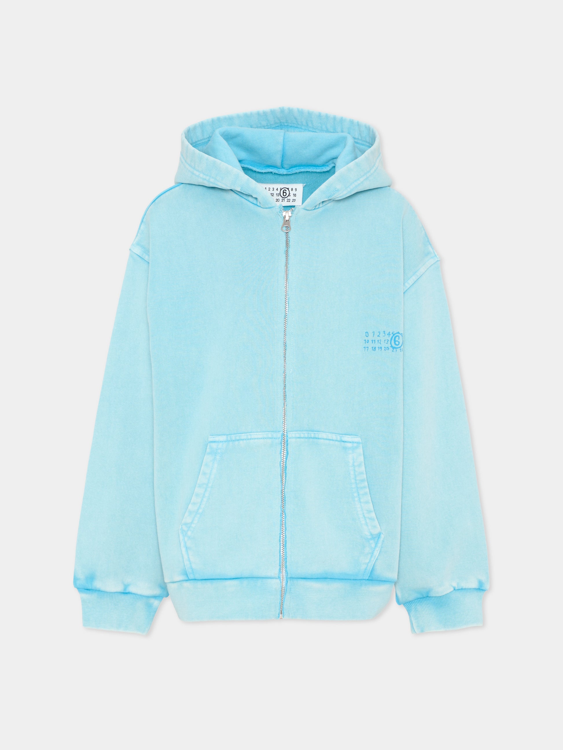 Felpa azzurra per bambino con logo numerico,Mm6 Maison Margiela,M60978 MM07L M6809