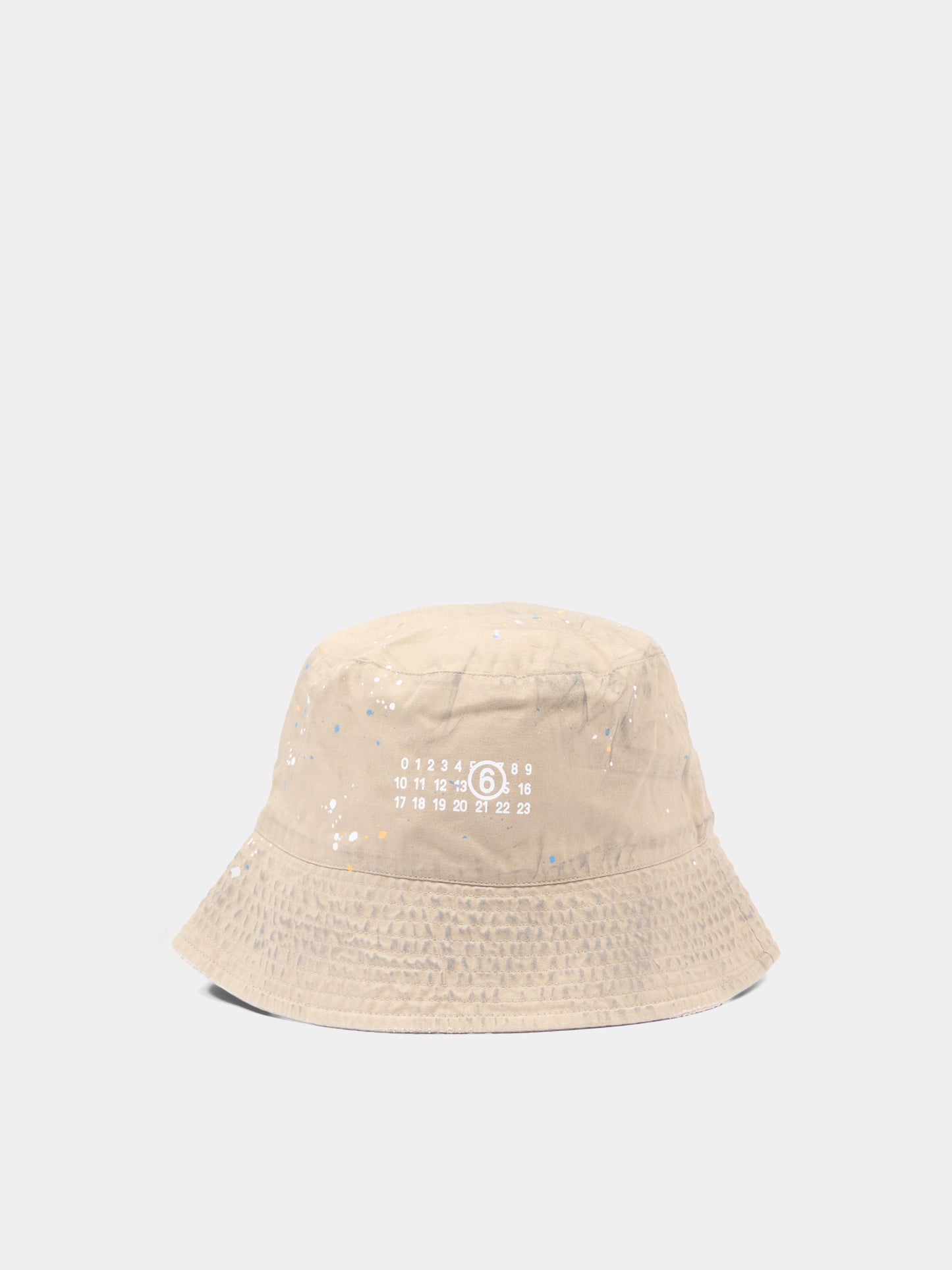 Cloche beige per bambini con logo numerico,Mm6 Maison Margiela,M60995 MM07B M6709