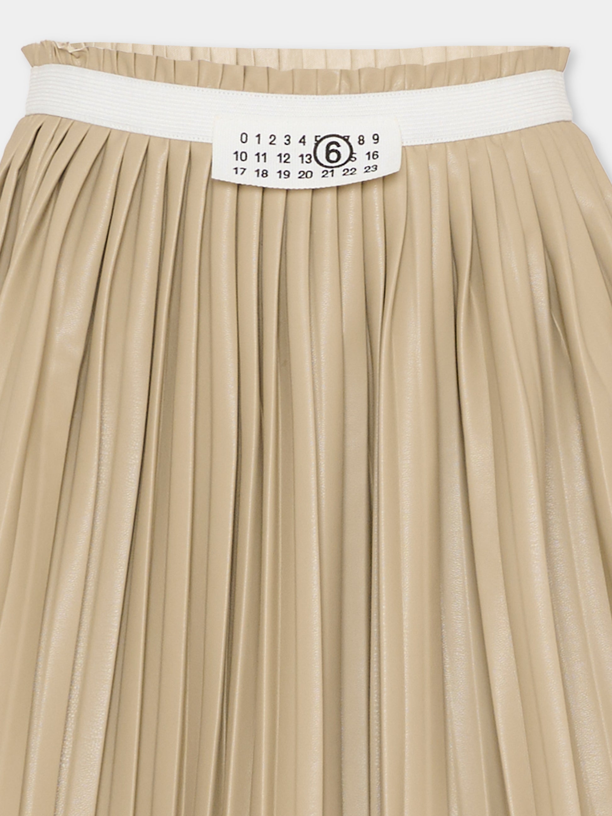 Gonna beige per bambina con logo,Mm6 Maison Margiela,M60999 MM07F M6709