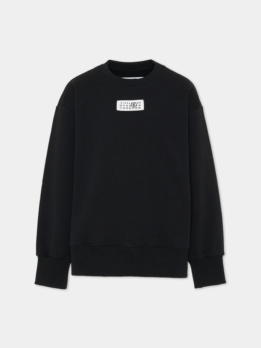 Felpa nera per bambini con logo,Mm6 Maison Margiela,M61011 MM04H M6900