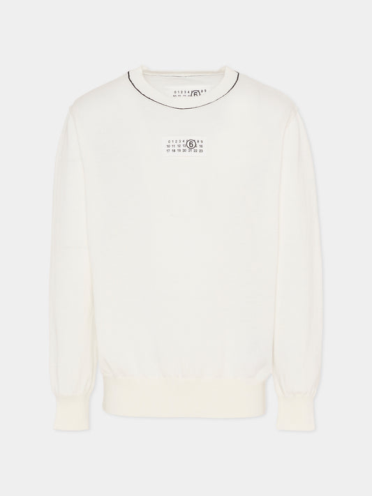 Maglione avorio per bambini con logo,Mm6 Maison Margiela,M61025 MM07V M6101