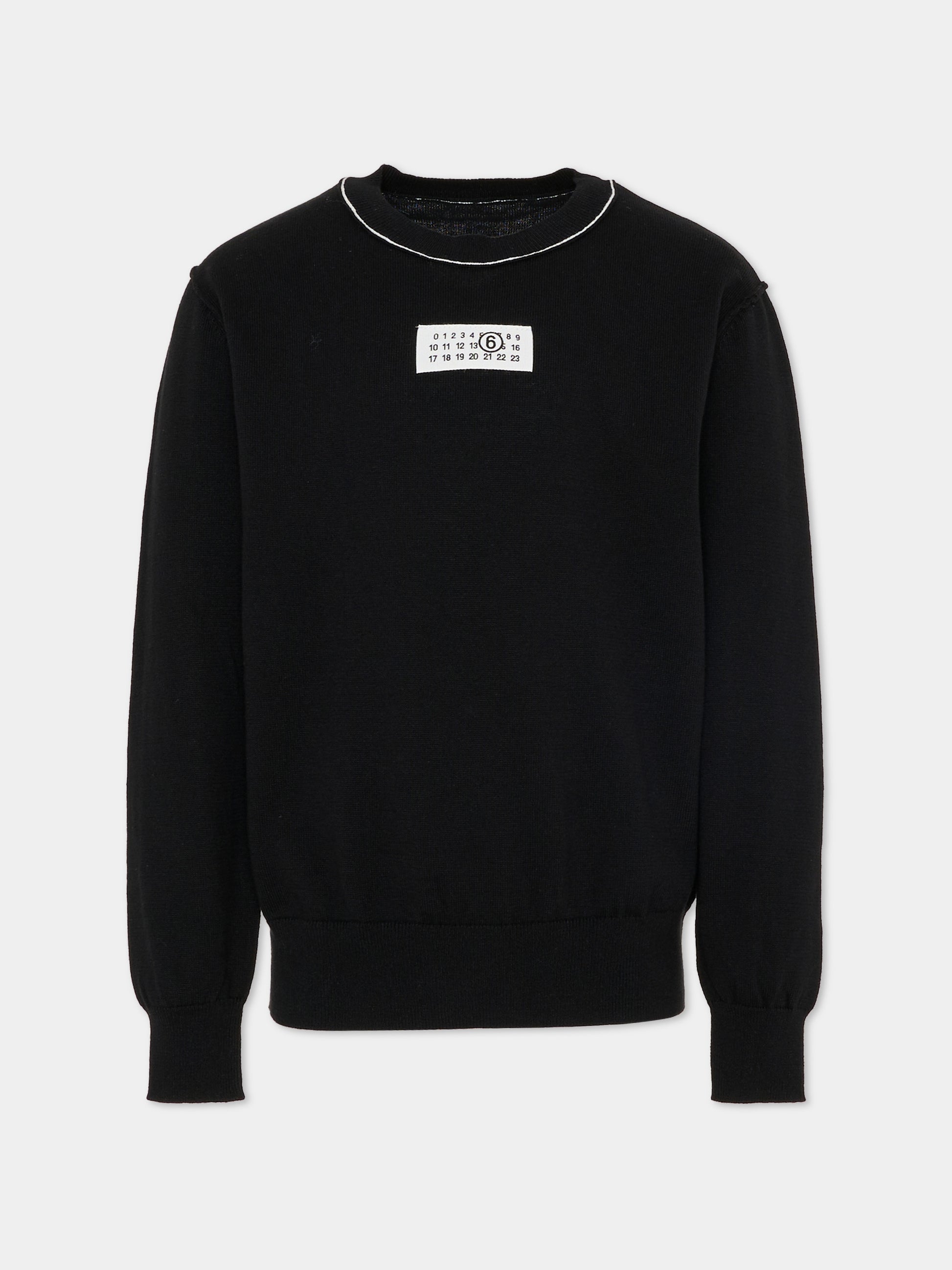 Maglione nero per bambini con logo,Mm6 Maison Margiela,M61025 MM07V M6900