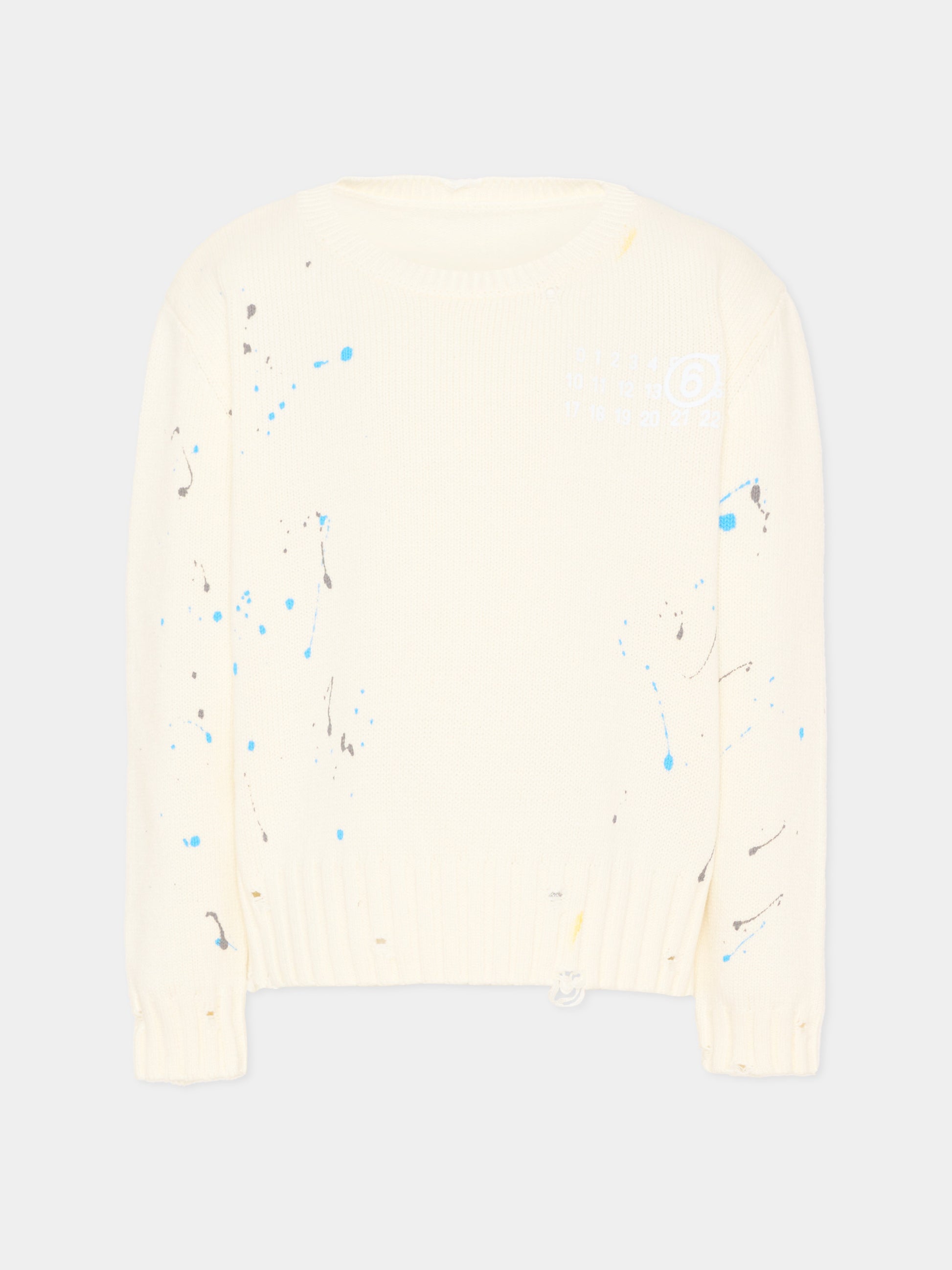 Maglione avorio per bambini con schizzi,Mm6 Maison Margiela,M61026 MM07Y M6101