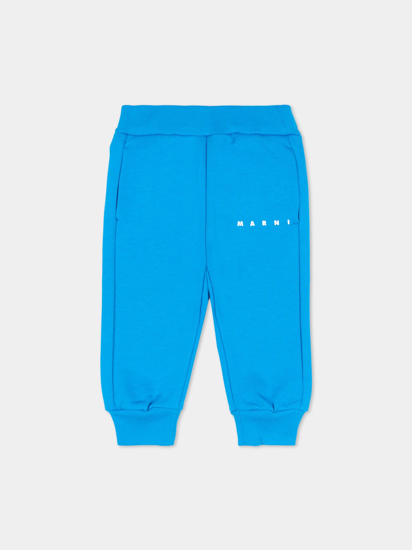 Pantaloni azzurri per neonato con logo,Marni Kids,M01534 M00V0 0M859