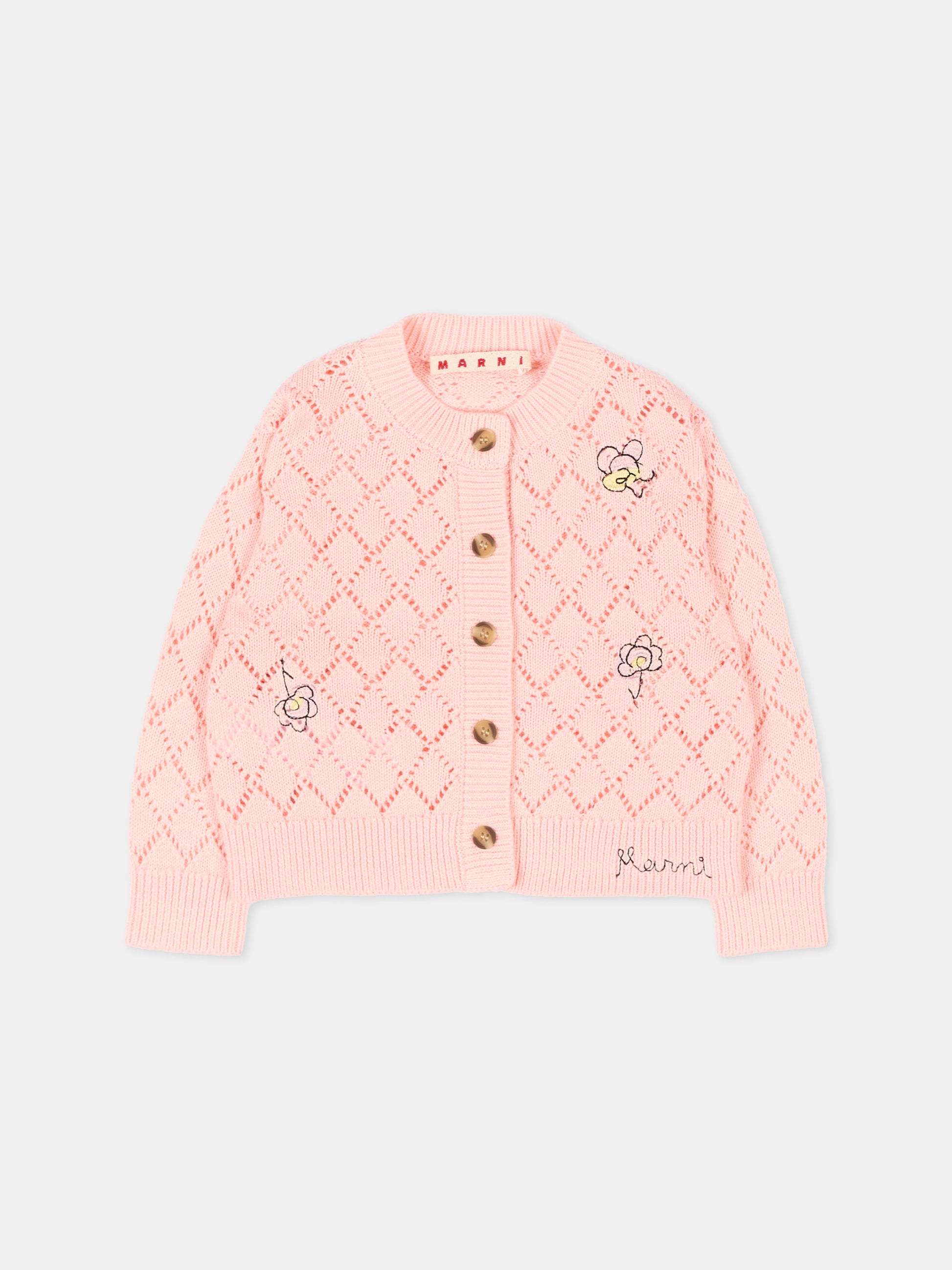 Cardigan rosa per neonata con logo,Marni Kids,M01648 M00X7 0M351