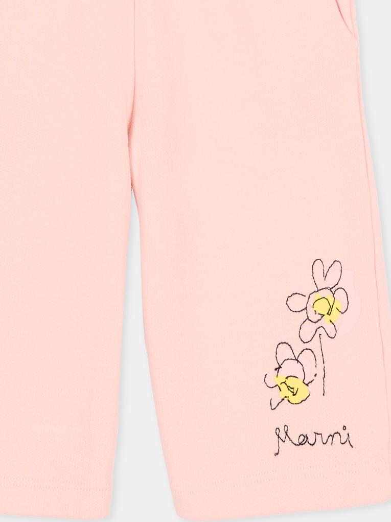 Pantaloni rosa per neonata con fiori,Marni Kids,M01651 M00SH 0M351