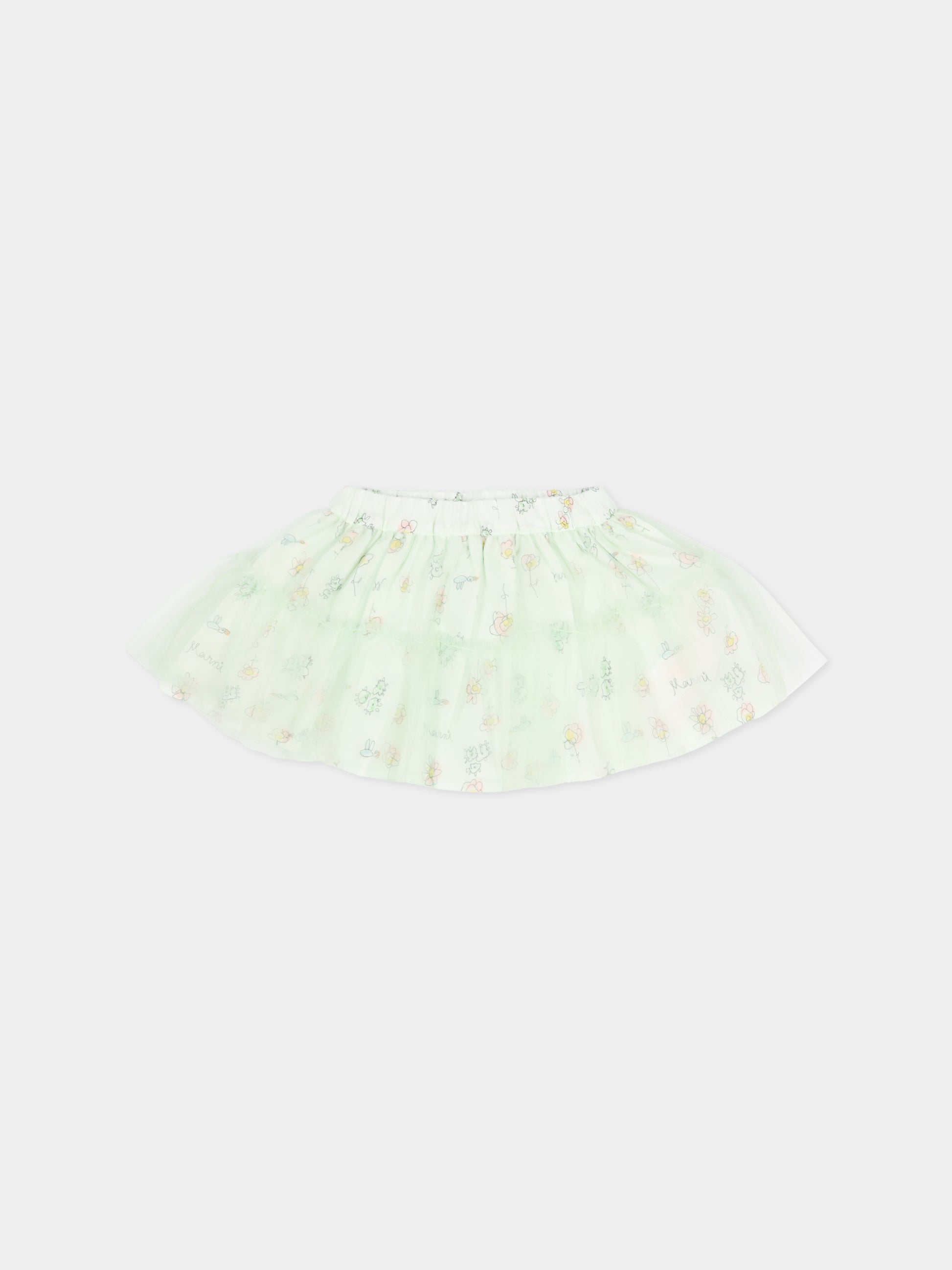 Gonna bianca per neonata con stampa floreale,Marni Kids,M01654 M00WJ 0M100