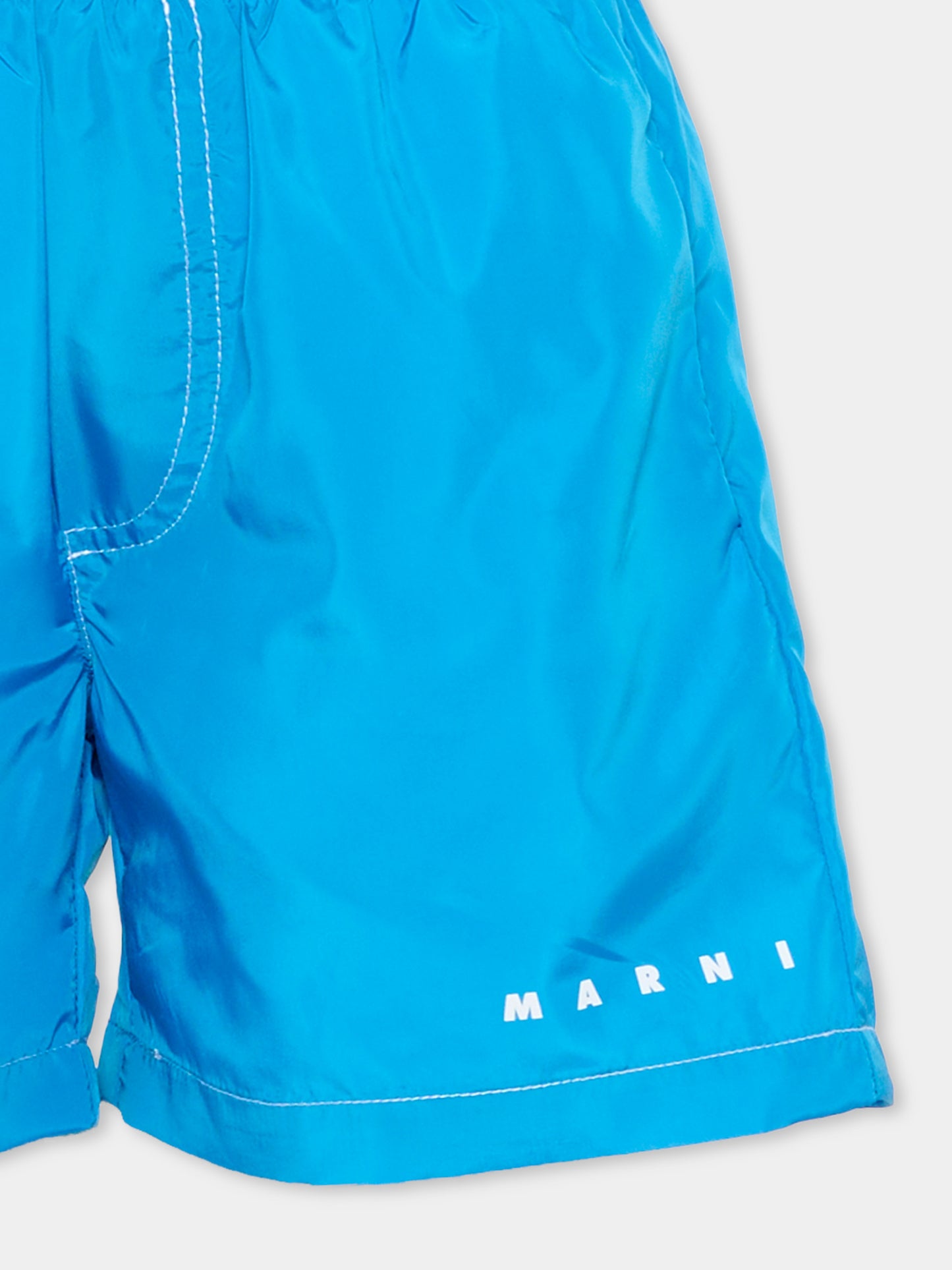 Boxer mare azzurro per bambino con logo,Marni Kids,M01718 M00SD 0M859