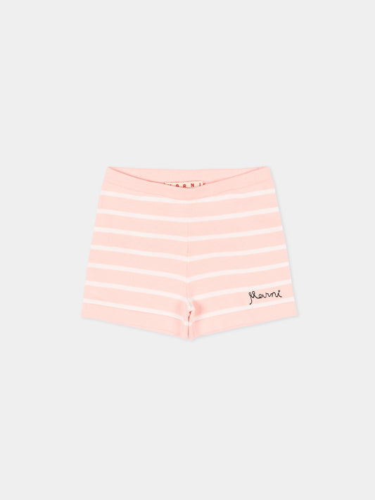 Shorts rosa per neonata a righe con logo,Marni Kids,M01722 M00X6 0M351
