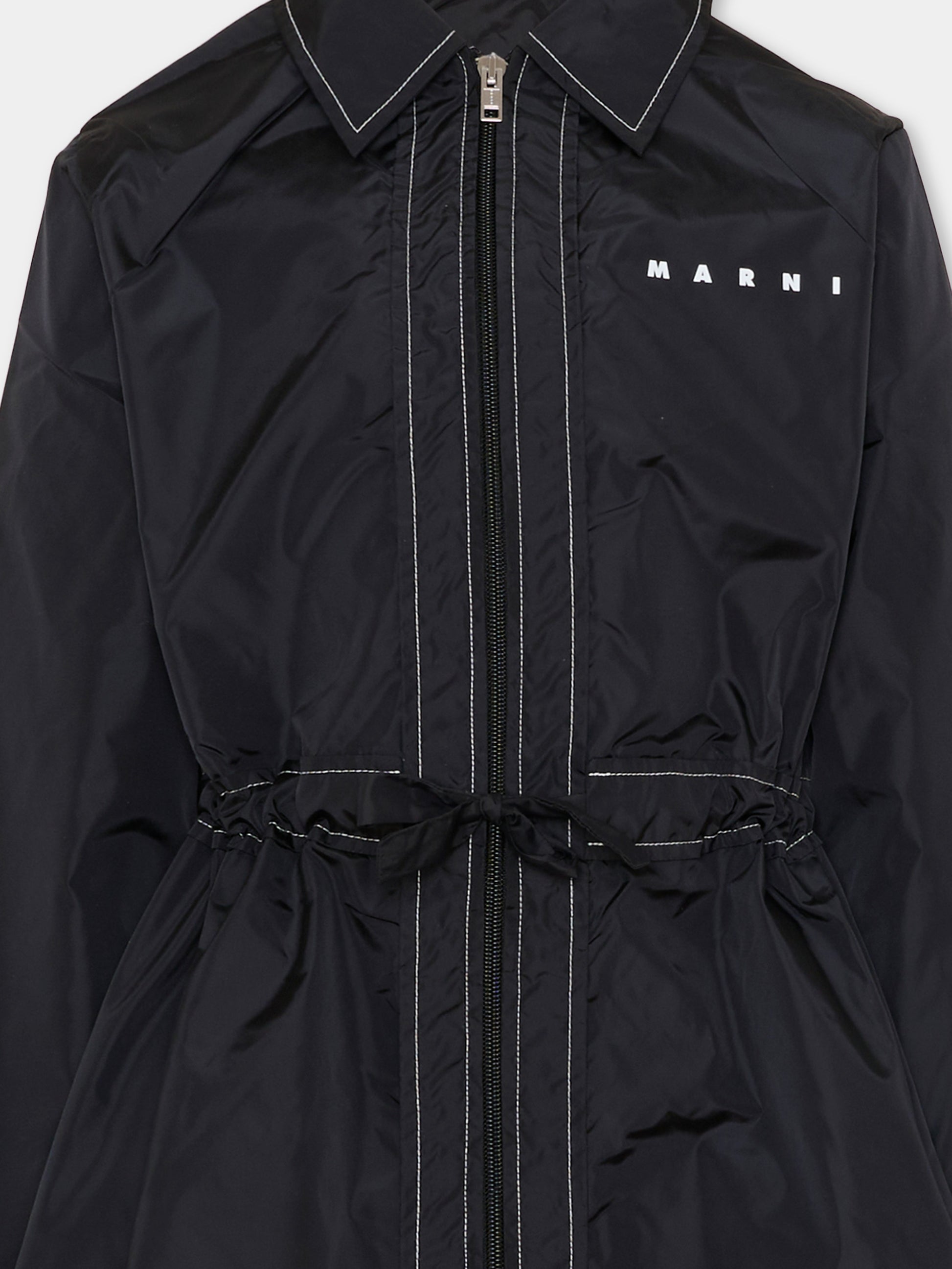 Impermeabile nero per bambina con logo,Marni Kids,M01723 M00UX 0M900