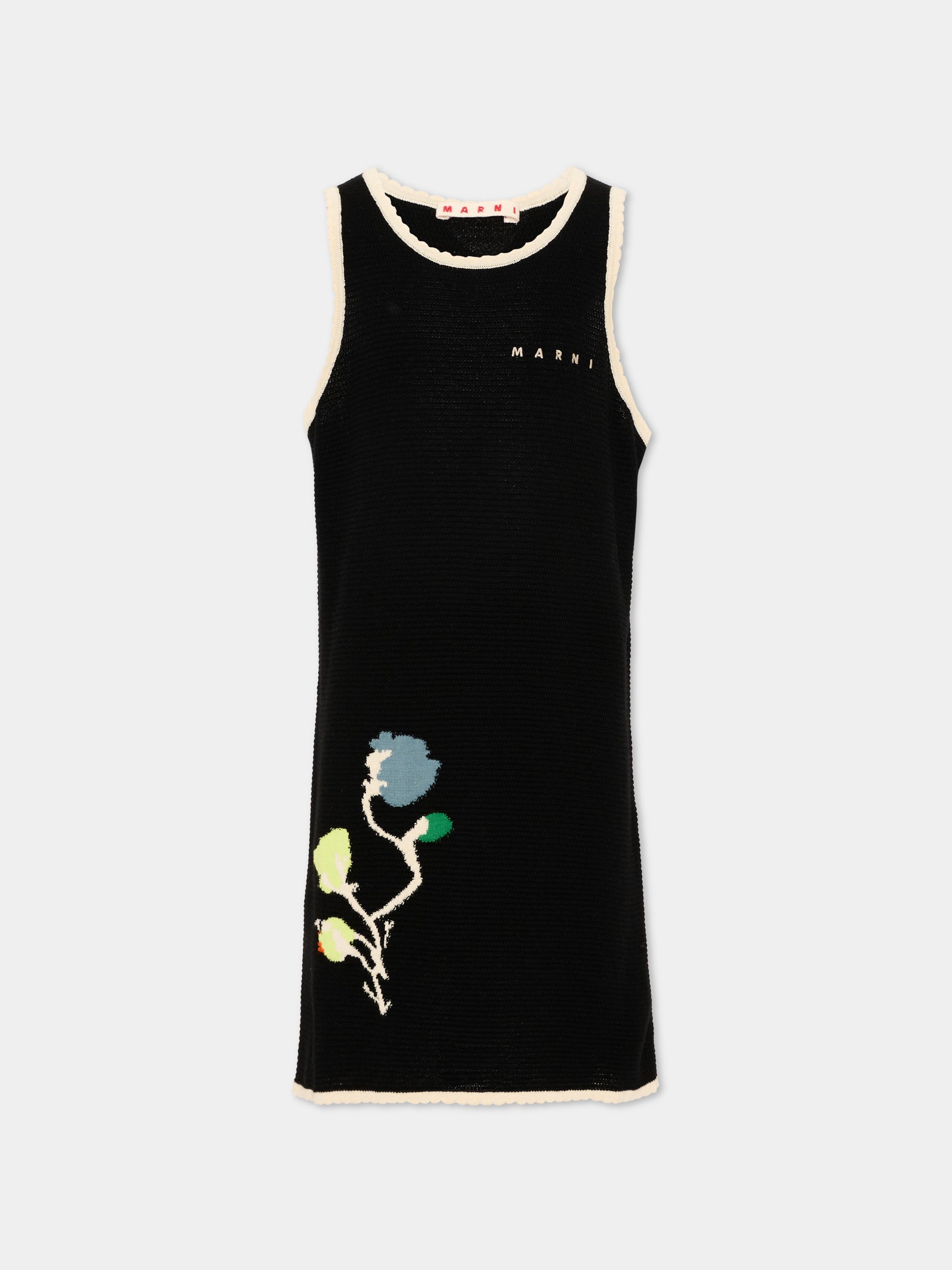 Vestito nero per bambina con fiore,Marni Kids,M01746 M00WZ 0M900