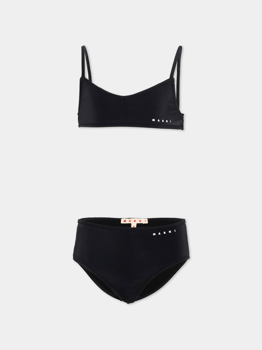 Slip e bikini nero per bambina con logo,Marni Kids,M01759 M00M2 0M900
