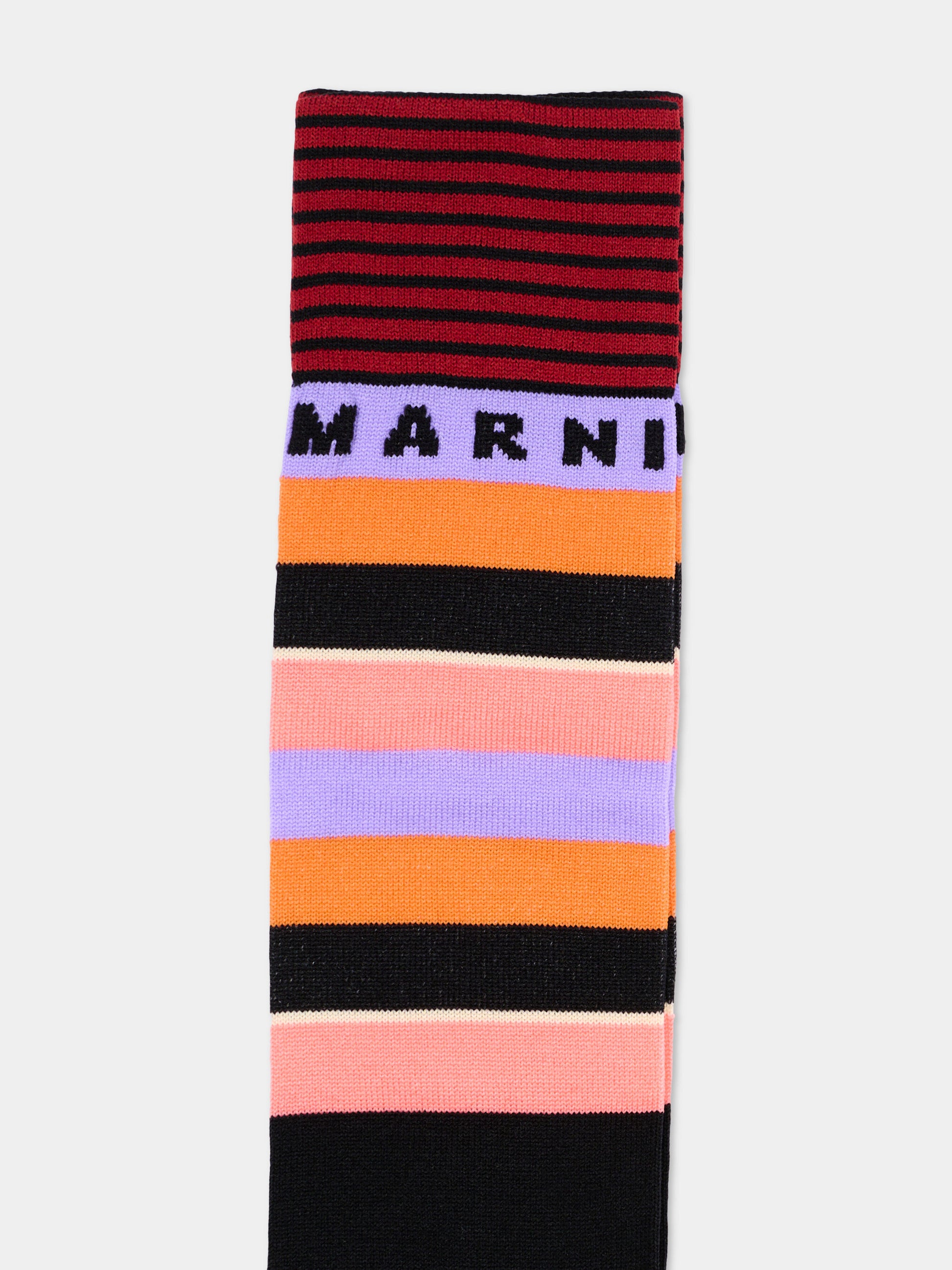 Calzini multicolor per bambina a righe con logo,Marni Kids,M01767 M00UE 0M900