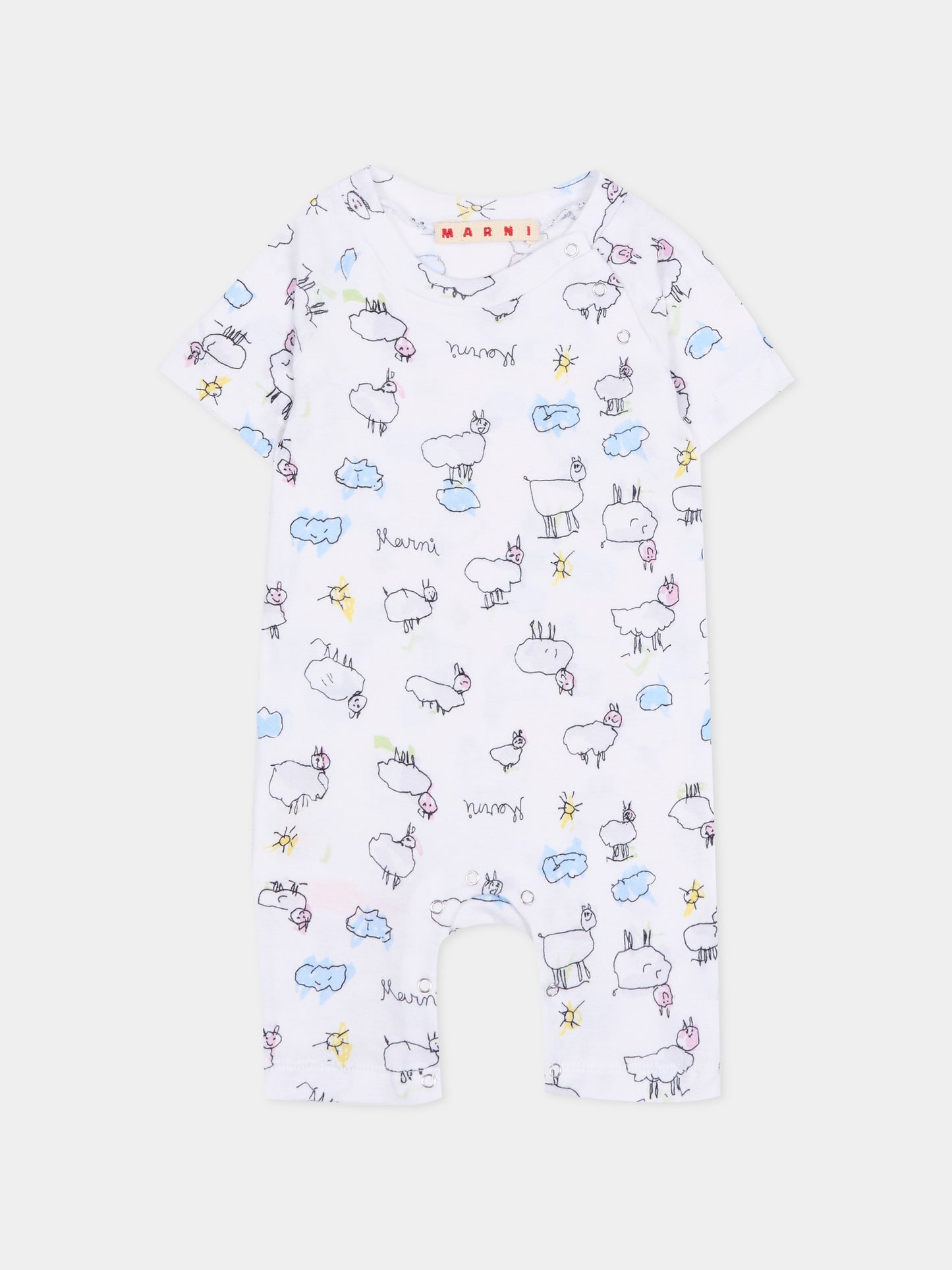 Set tutina bianca per neonati con disegni,Marni Kids,M01783 M00X9 0M100