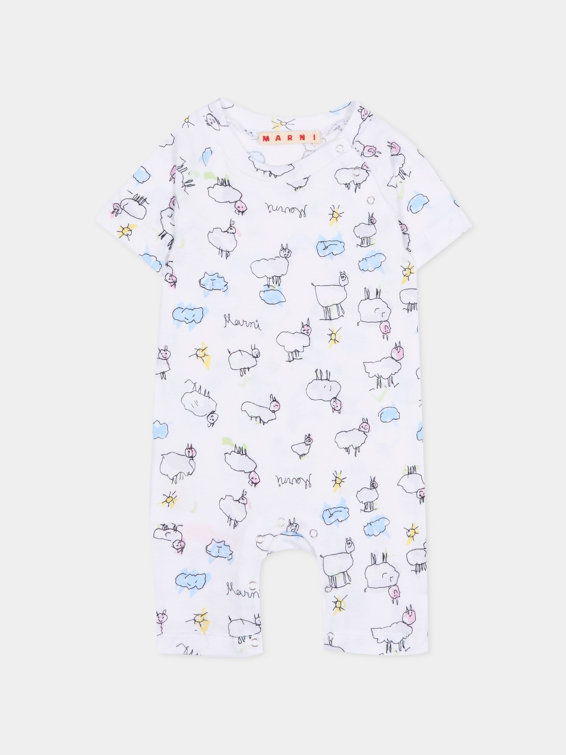 Set tutina bianca per neonati con disegni,Marni Kids,M01783 M00X9 0M100