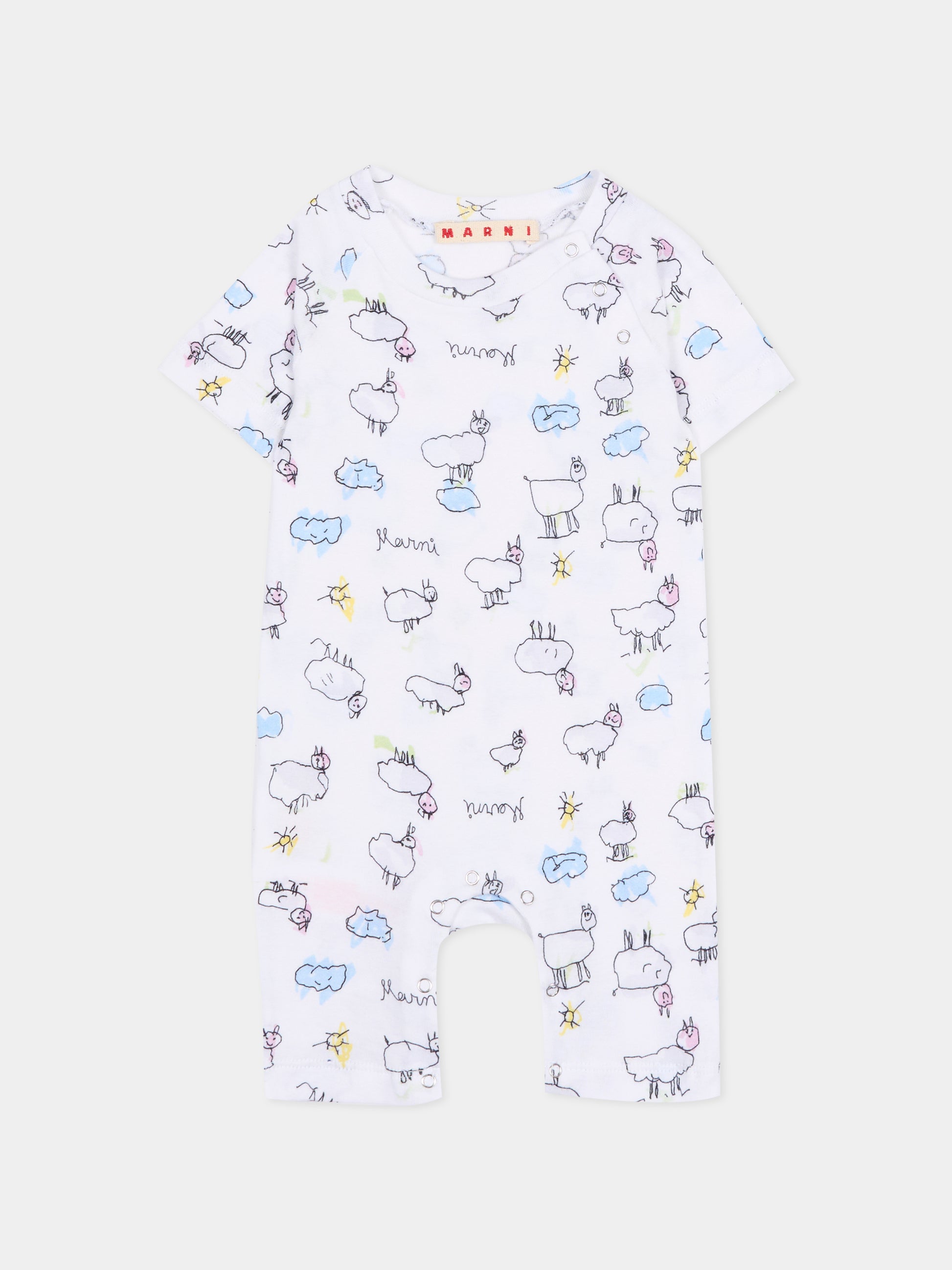 Set tutina bianca per neonati con disegni,Marni Kids,M01783 M00X9 0M100