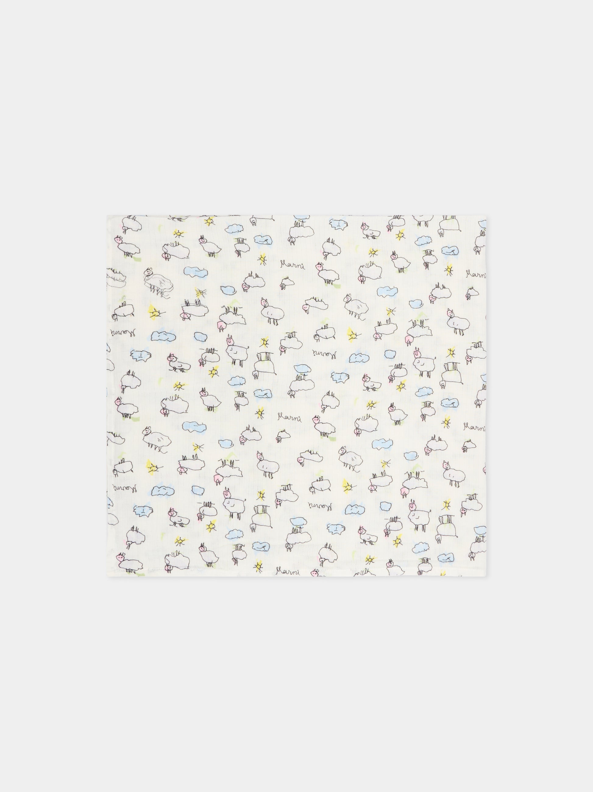 Set mussole avorio per neonati con disegni,Marni Kids,M01803 M00VS 0M100