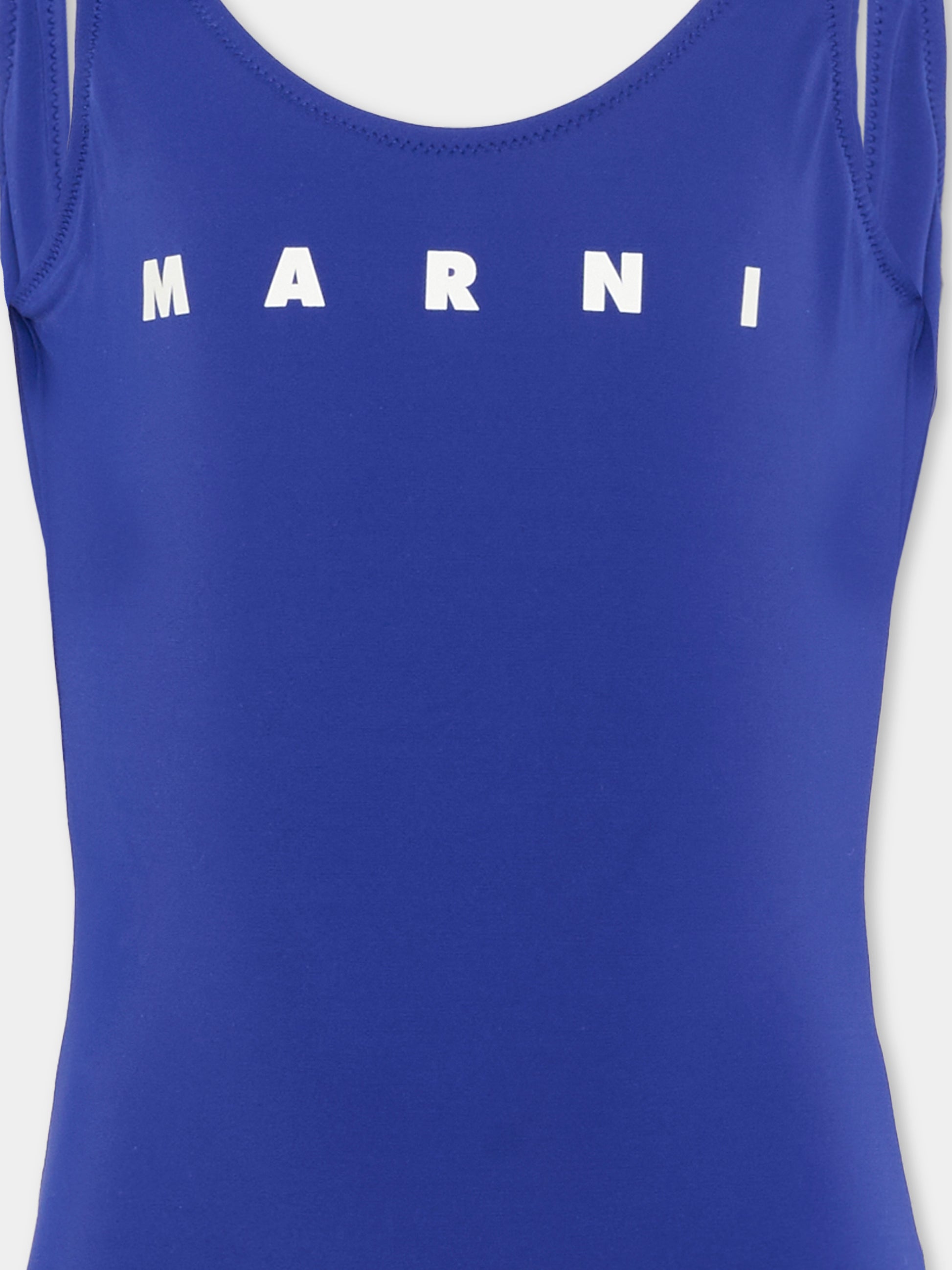 Costume intero blu per bambina con logo,Marni Kids,M01834 M00M2 0M860