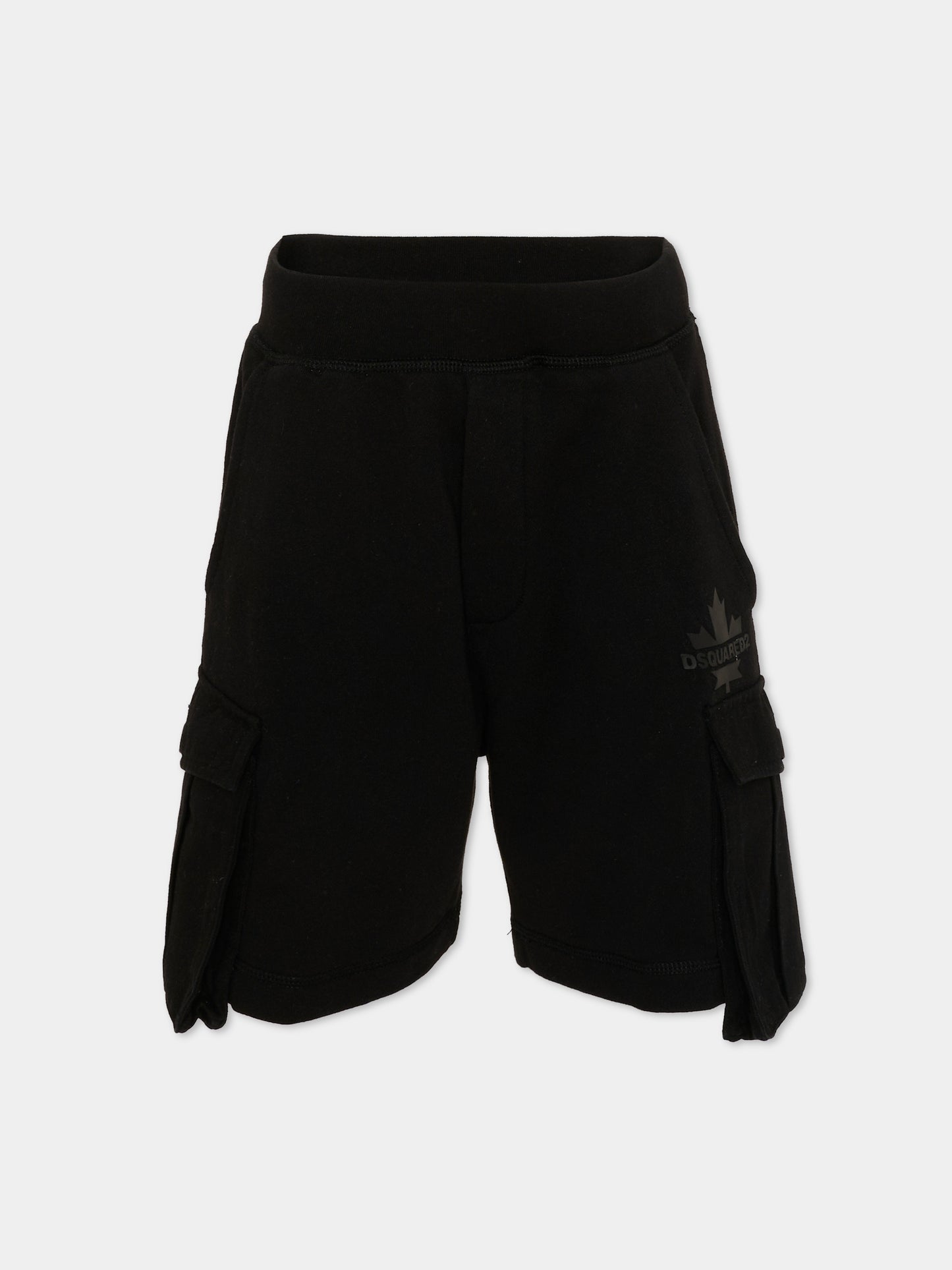 Shorts nero cargo per bambino con logo,Dsquared2,DQ2720 D0AC6 DQ900