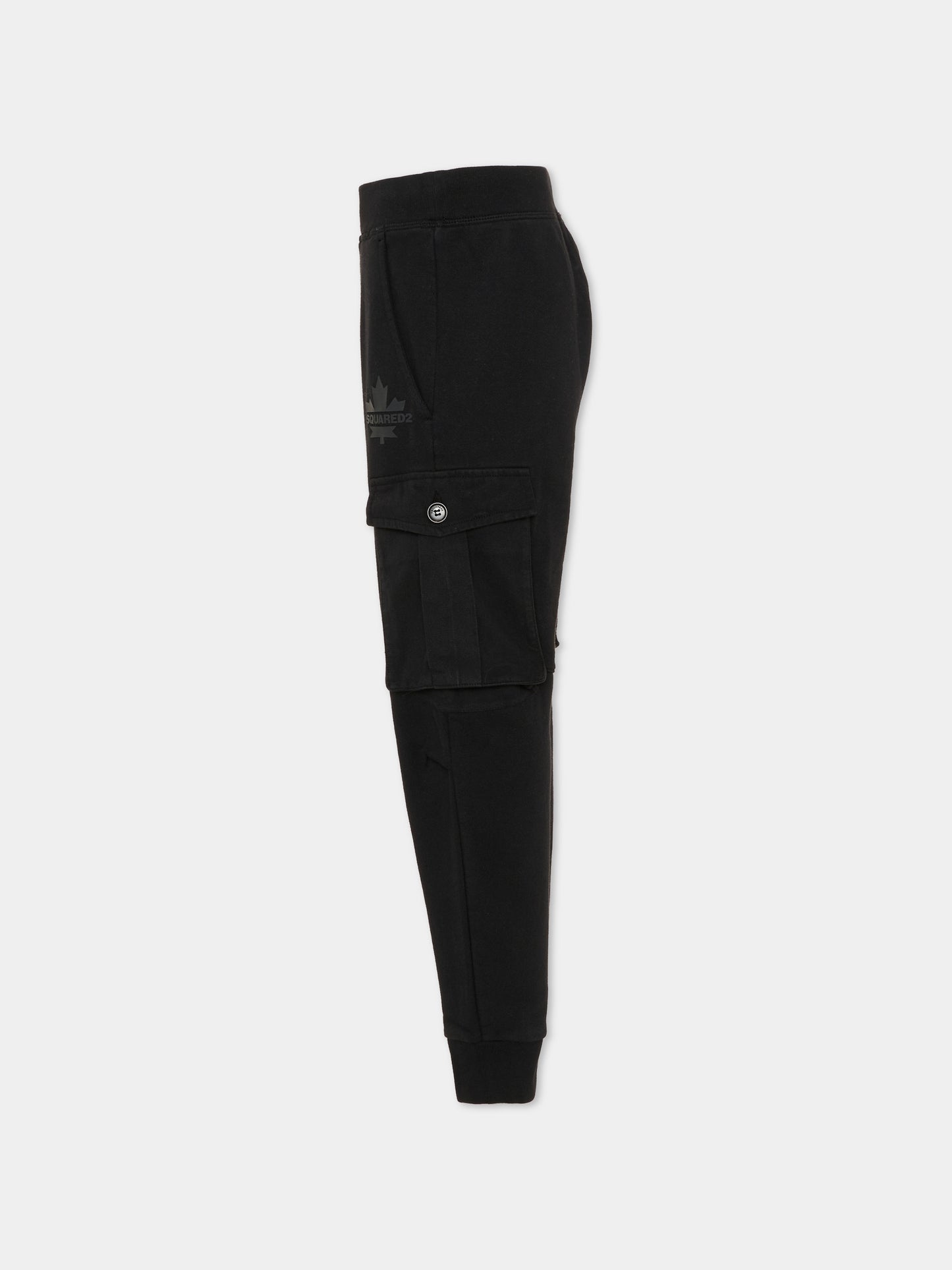 Pantaloni neri per bambino con foglia d'acero,Dsquared2,DQ2721 D0AC6 DQ900