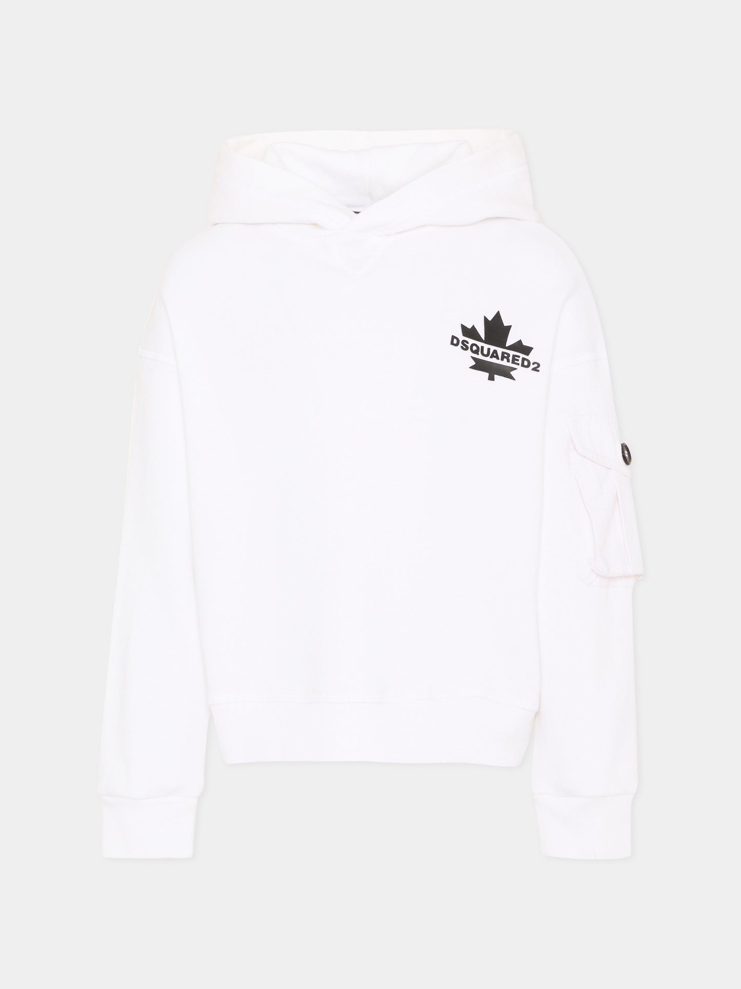 Felpa bianca per bambini con logo,Dsquared2,DQ2735 D0AC6 DQ100