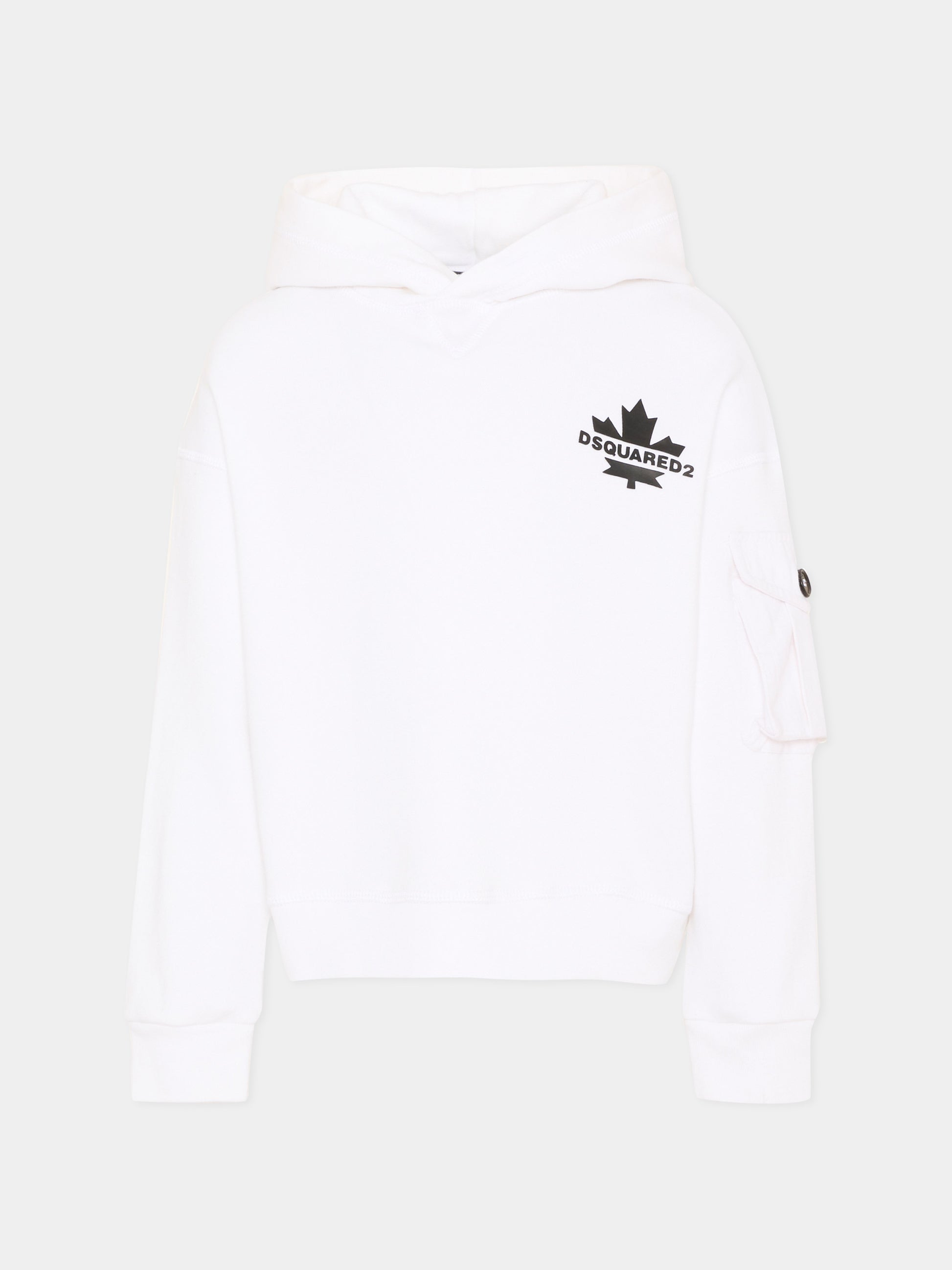 Felpa bianca per bambini con logo,Dsquared2,DQ2735 D0AC6 DQ100