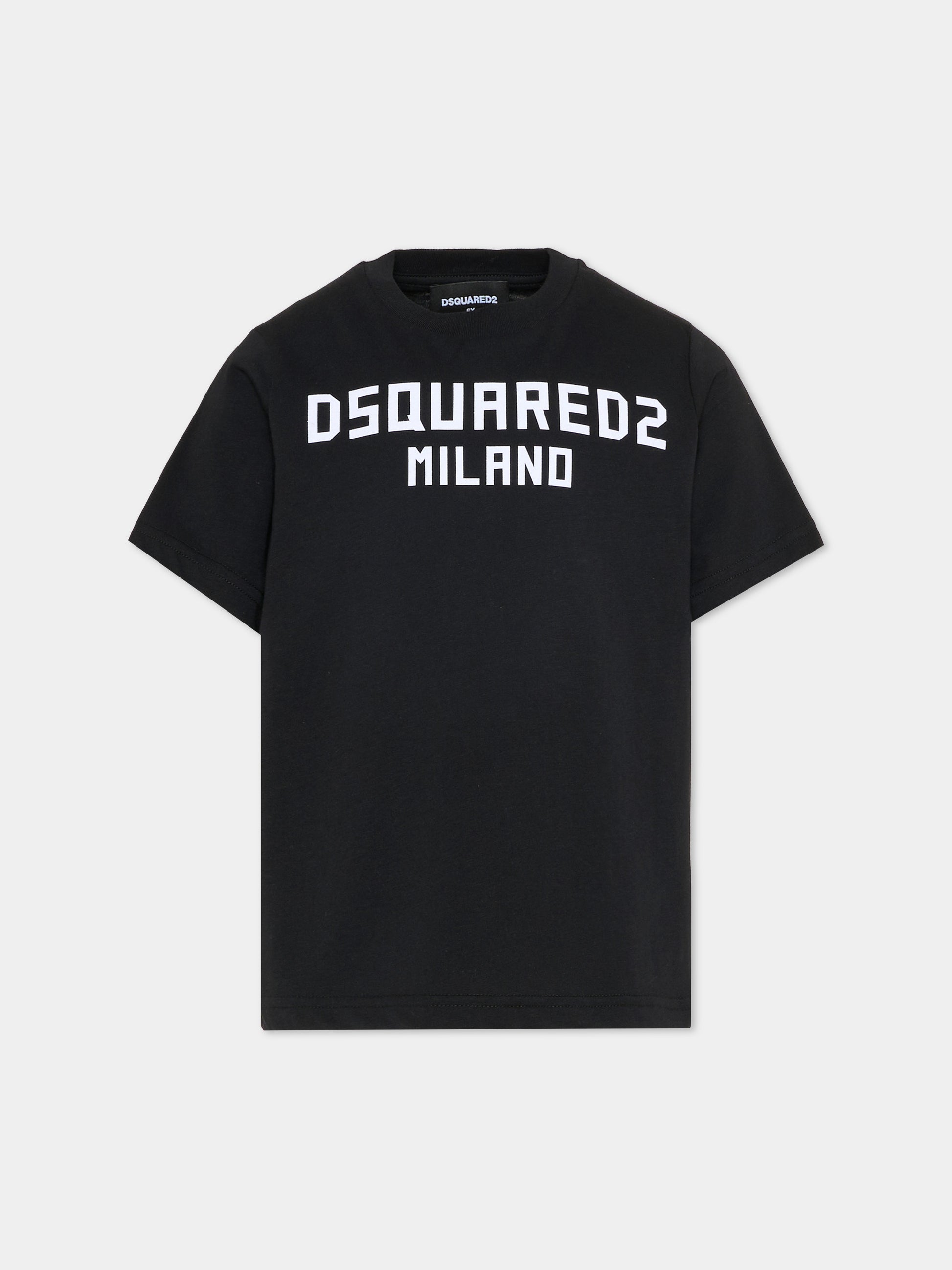 T-shirt nera per bambino con logo,Dsquared2,DQ3164 D0015 DQ900