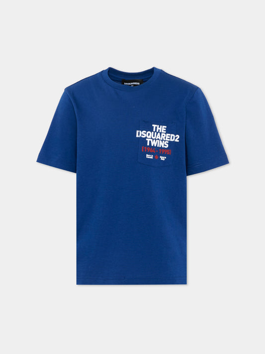 T-Shirt blu per bambino con logo,Dsquared2,DQ3166 D004G DQ865