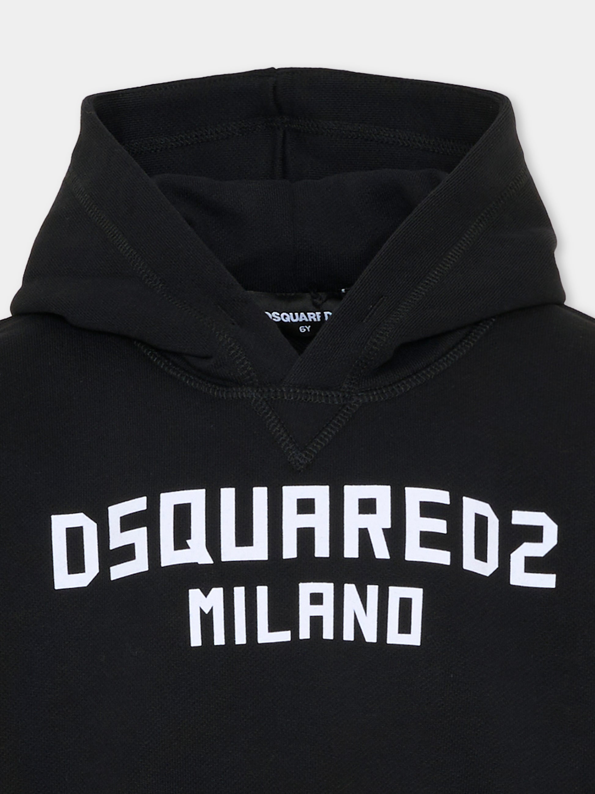 Felpa nera per bambino con logo,Dsquared2,DQ3184 D0A9U DQ900