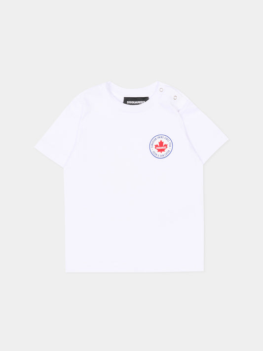 T-Shirt bianca per neonato con logo,Dsquared2,DQ3270 D004G DQ100