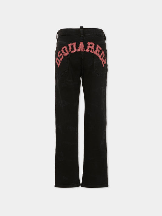 Jeans neri per bambino con logo rosso,Dsquared2,DQ3284 D0AFQ DQ900