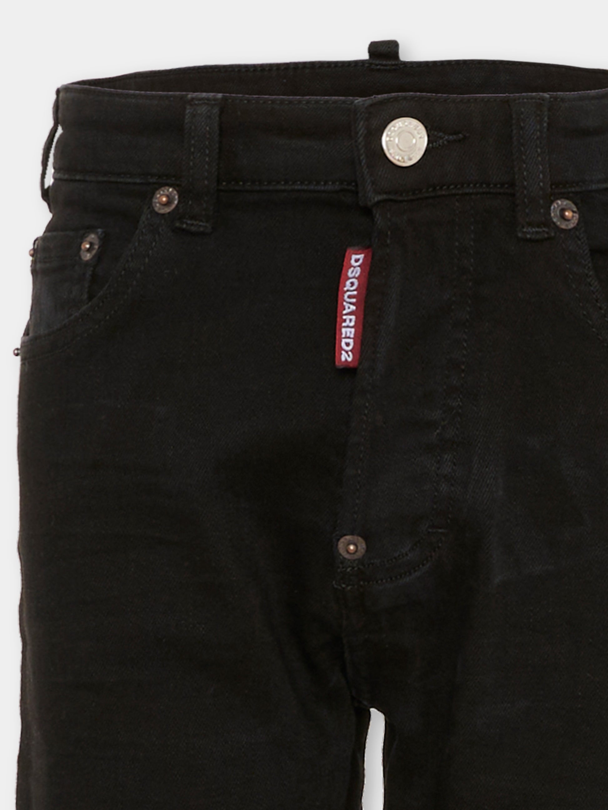 Jeans neri per bambino con logo rosso,Dsquared2,DQ3284 D0AFQ DQ900