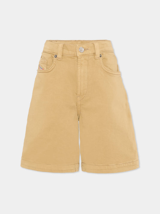 Shorts beige per bambino con logo,Diesel,J00722 KXBR6 K708