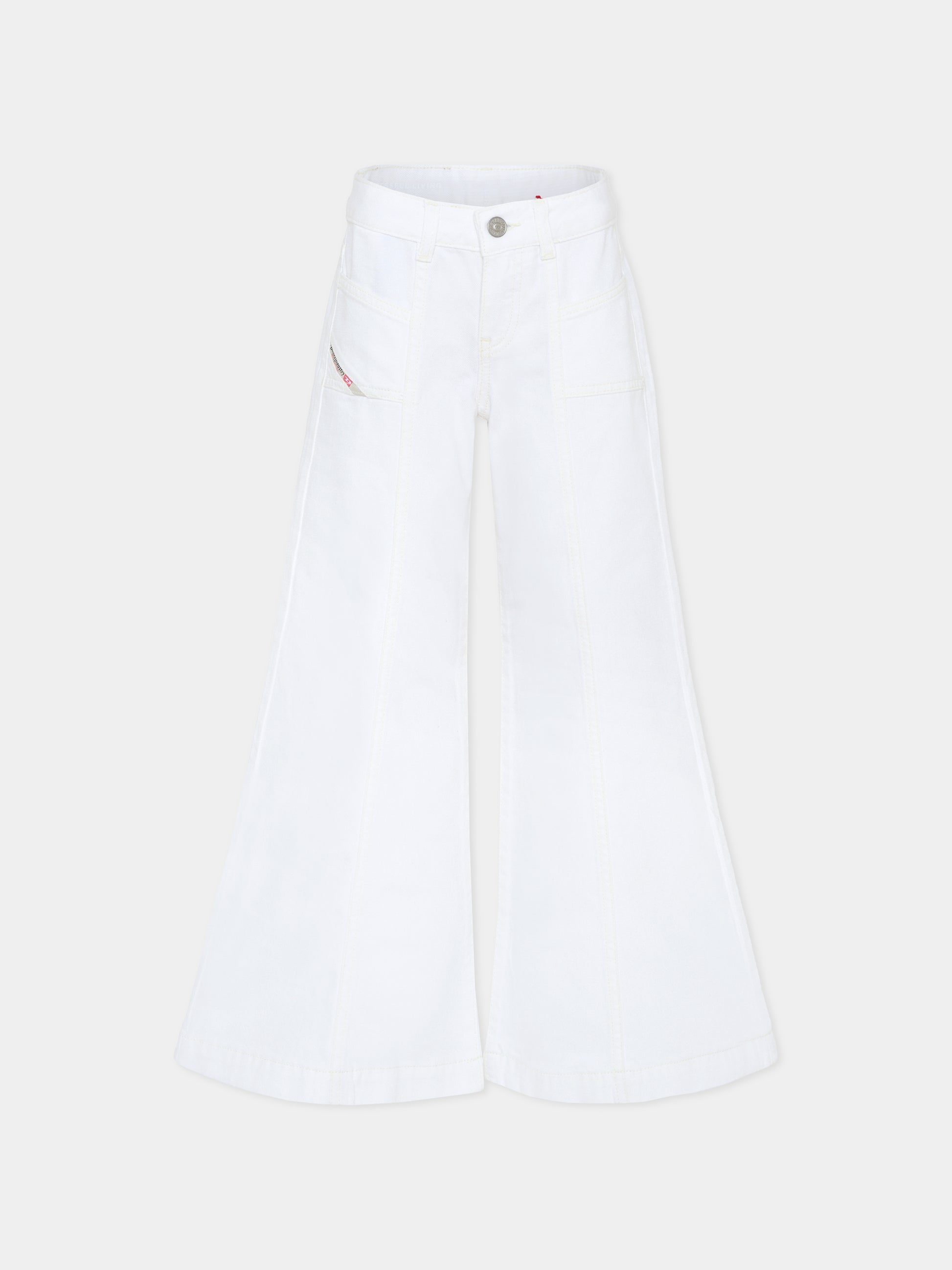 Jeans bianchi per bambina con logo,Diesel,J02343 KXBRZ K141