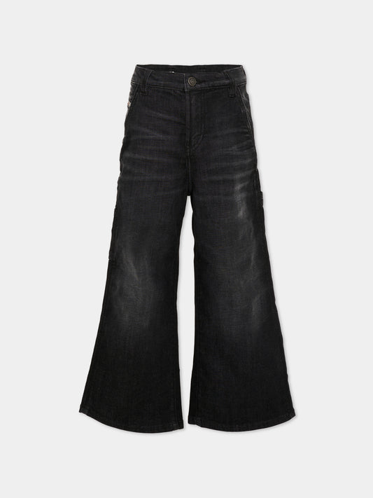 Jeans neri per bambina con logo,Diesel,J02349 KXBSK K02