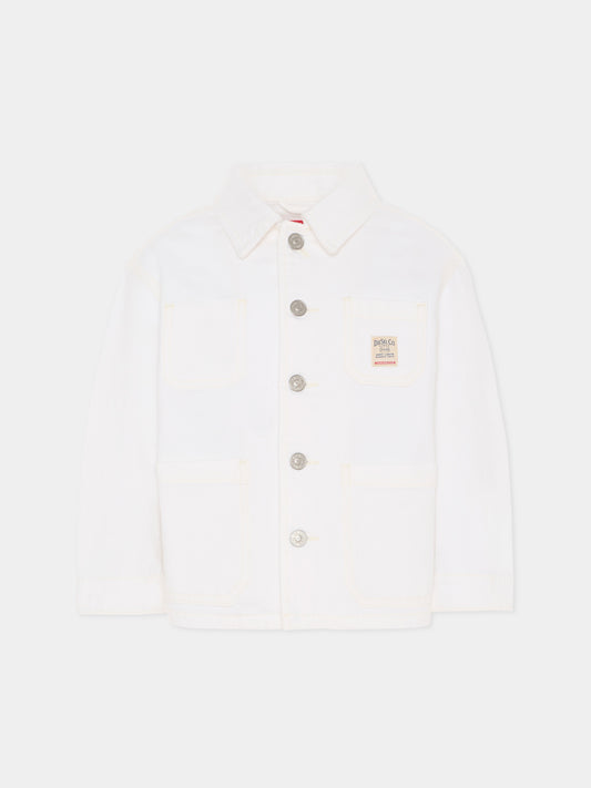 Giubbotto di jeans avorio per bambini con logo,Diesel,J02546 KXBRZ K141