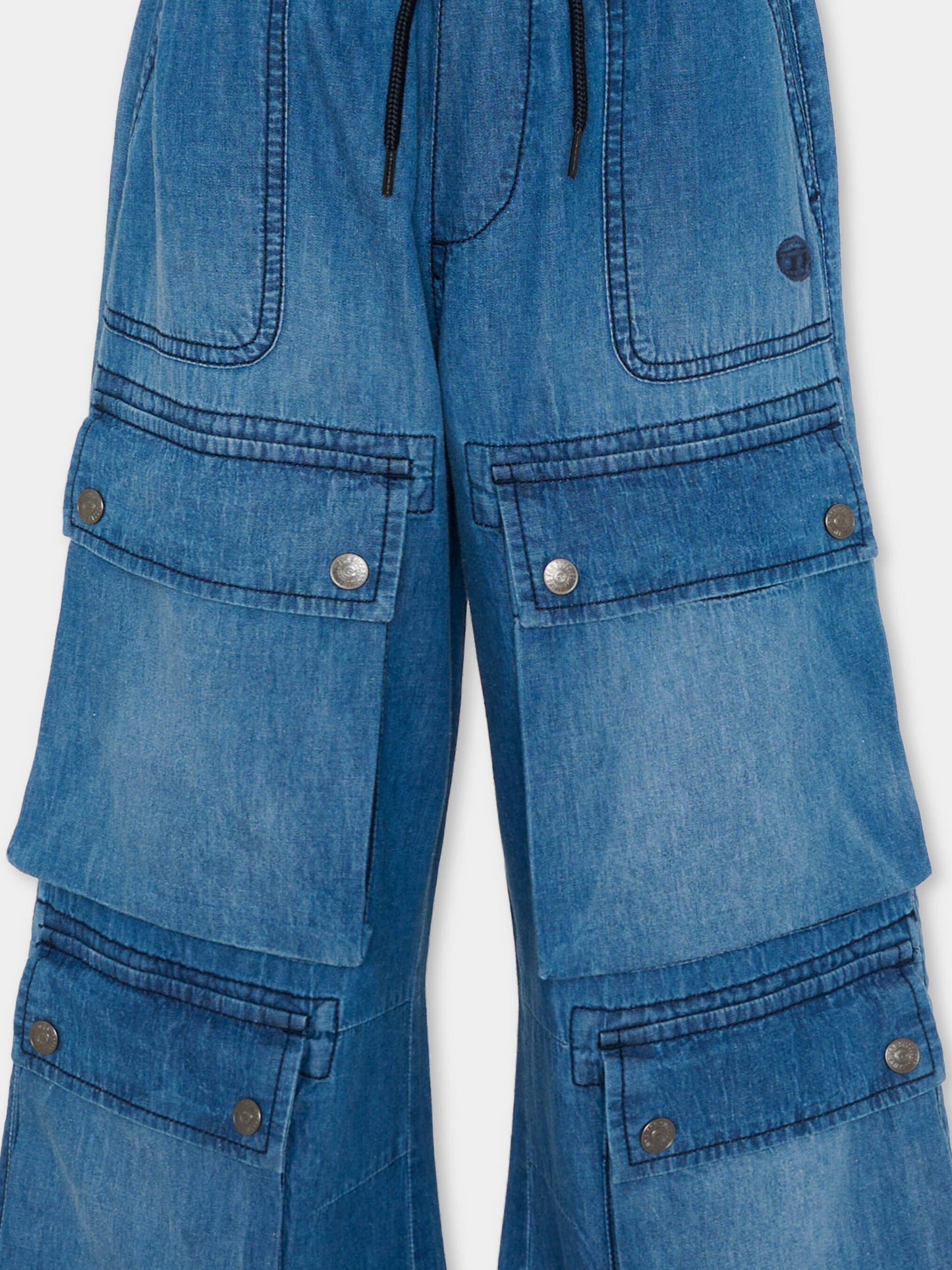 Jeans denim per bambina con tasche cargo,Diesel,J02553 KXBRW K01