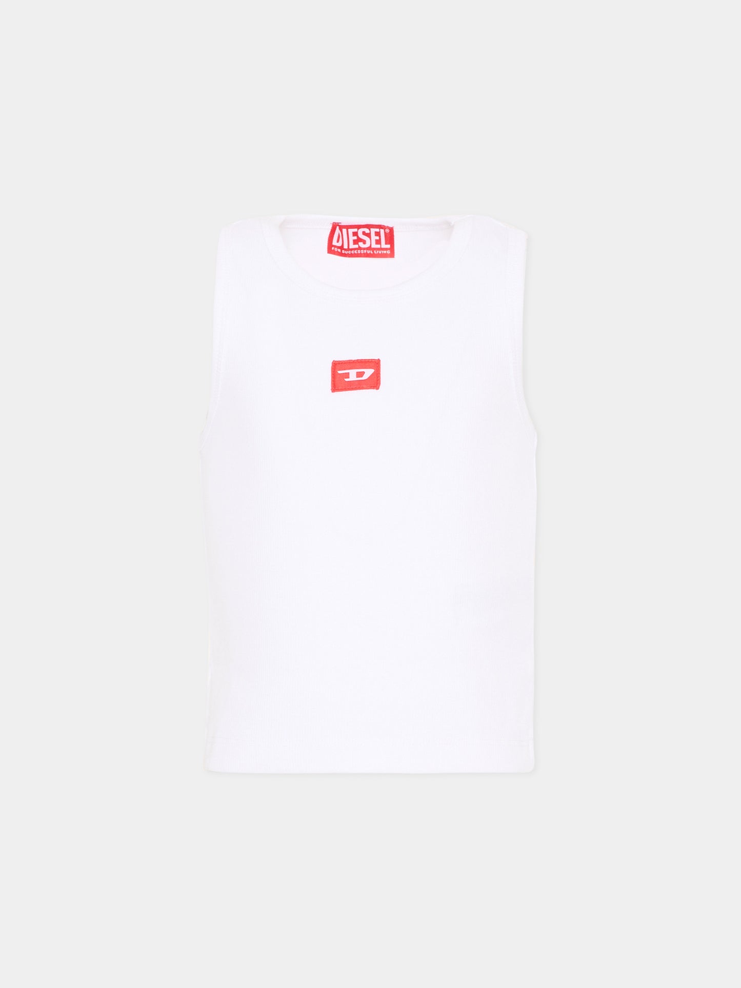 Canotta bianca per bambina con logo,Diesel,J02594 KYAZY K100