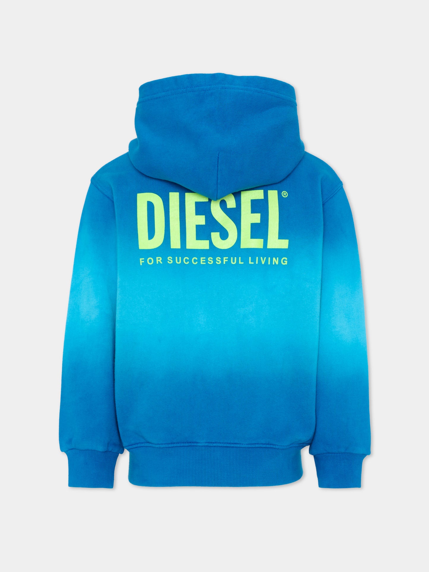 Felpa blu per bambino con logo fluo,Diesel,J02618 KYA0J K804