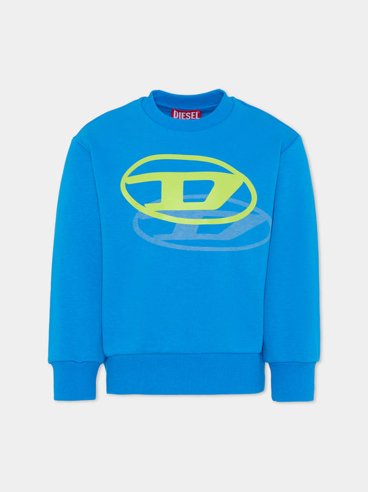 Felpa azzurra per bambino con logo,Diesel,J02627 KYAZ3 K804
