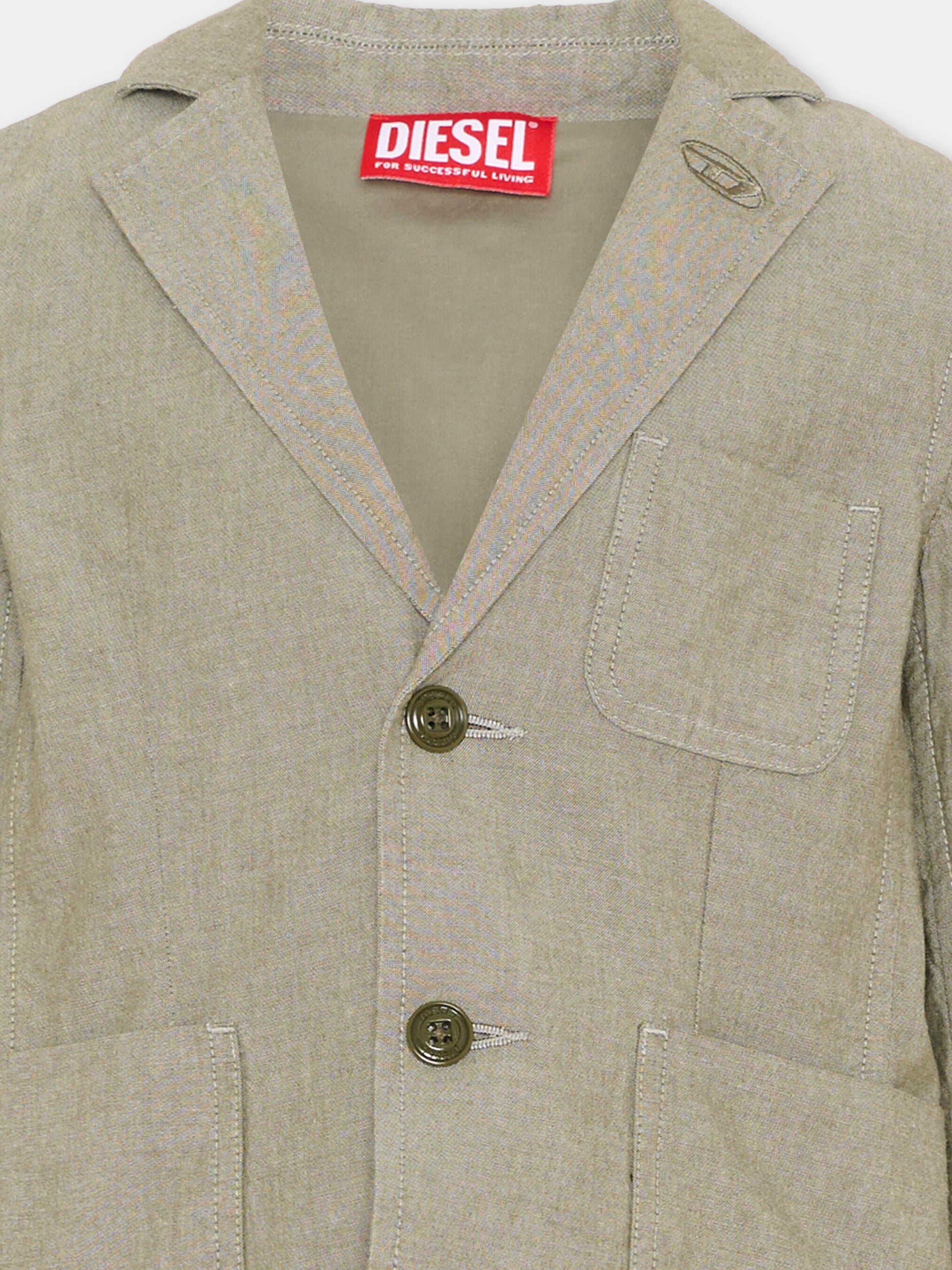 Giacche verde per bambino con logo,Diesel,J02644 KXBSN K511